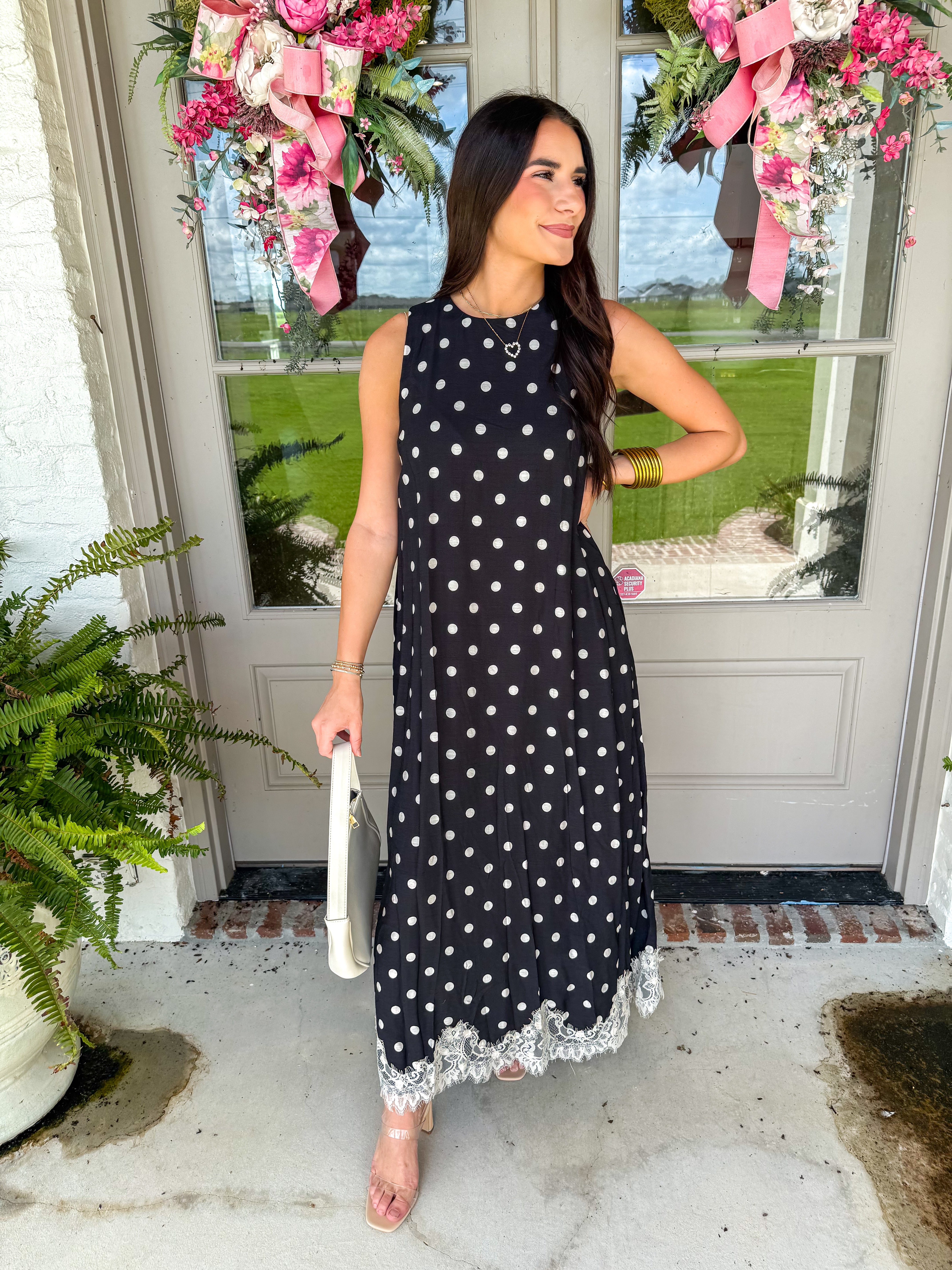 Dotted With Grace Midi Dress Black