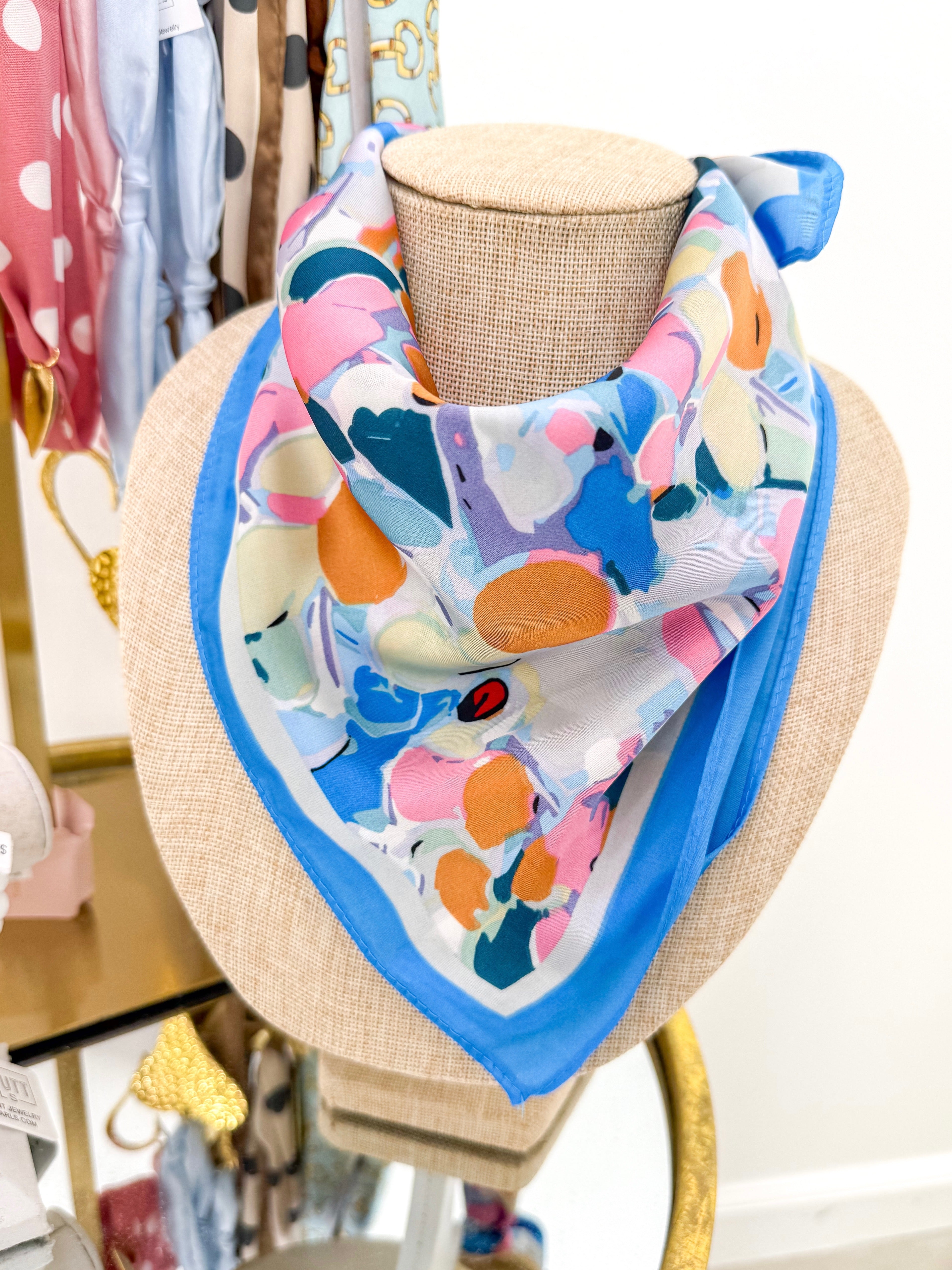 Royal Blue Abstract Colorful Scarf