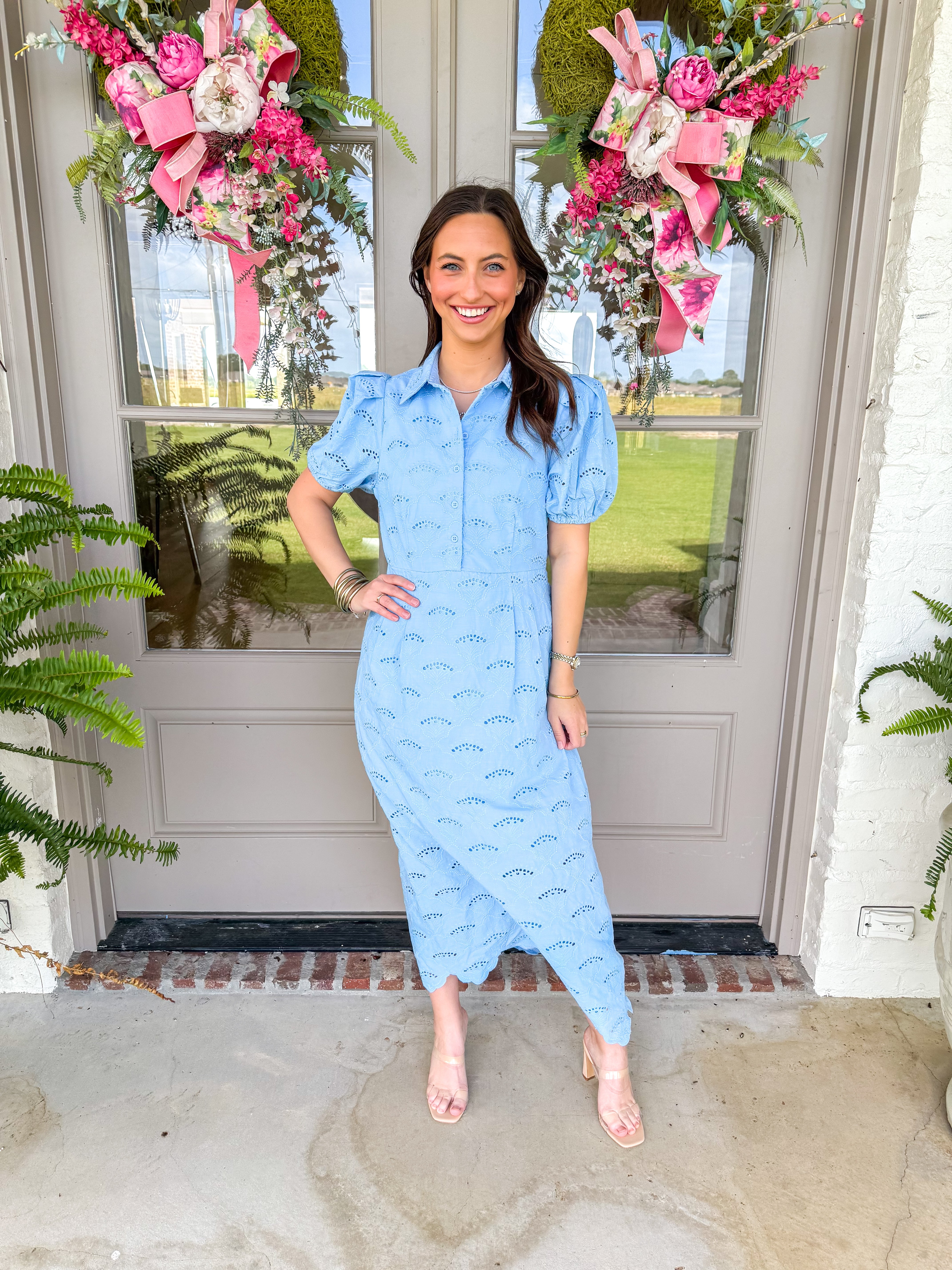 Magnolia Blue Eyelet Midi