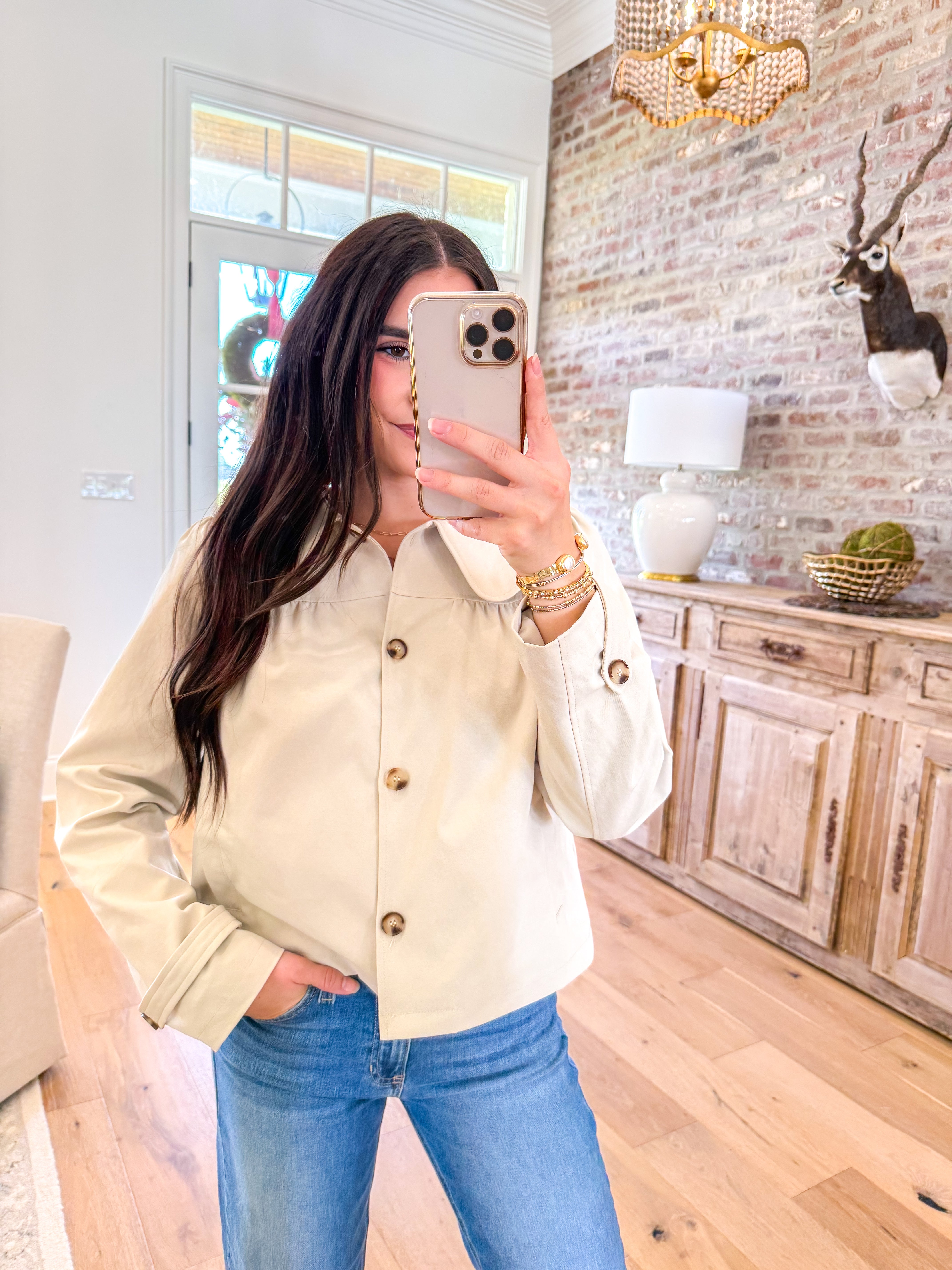 The Camille Peter Pan Jacket Light Khaki