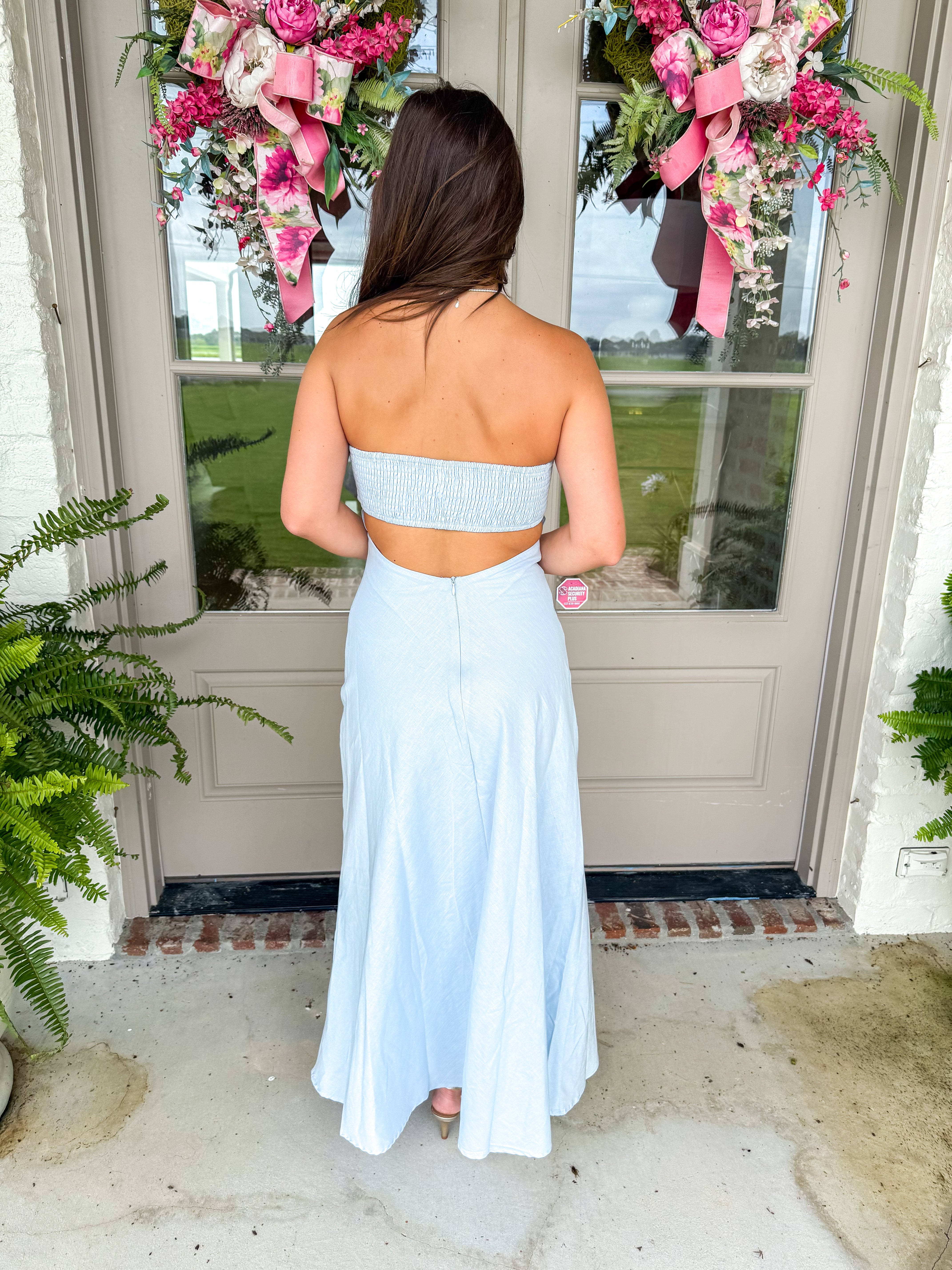 The Bayou Breeze Linen Maxi Blue