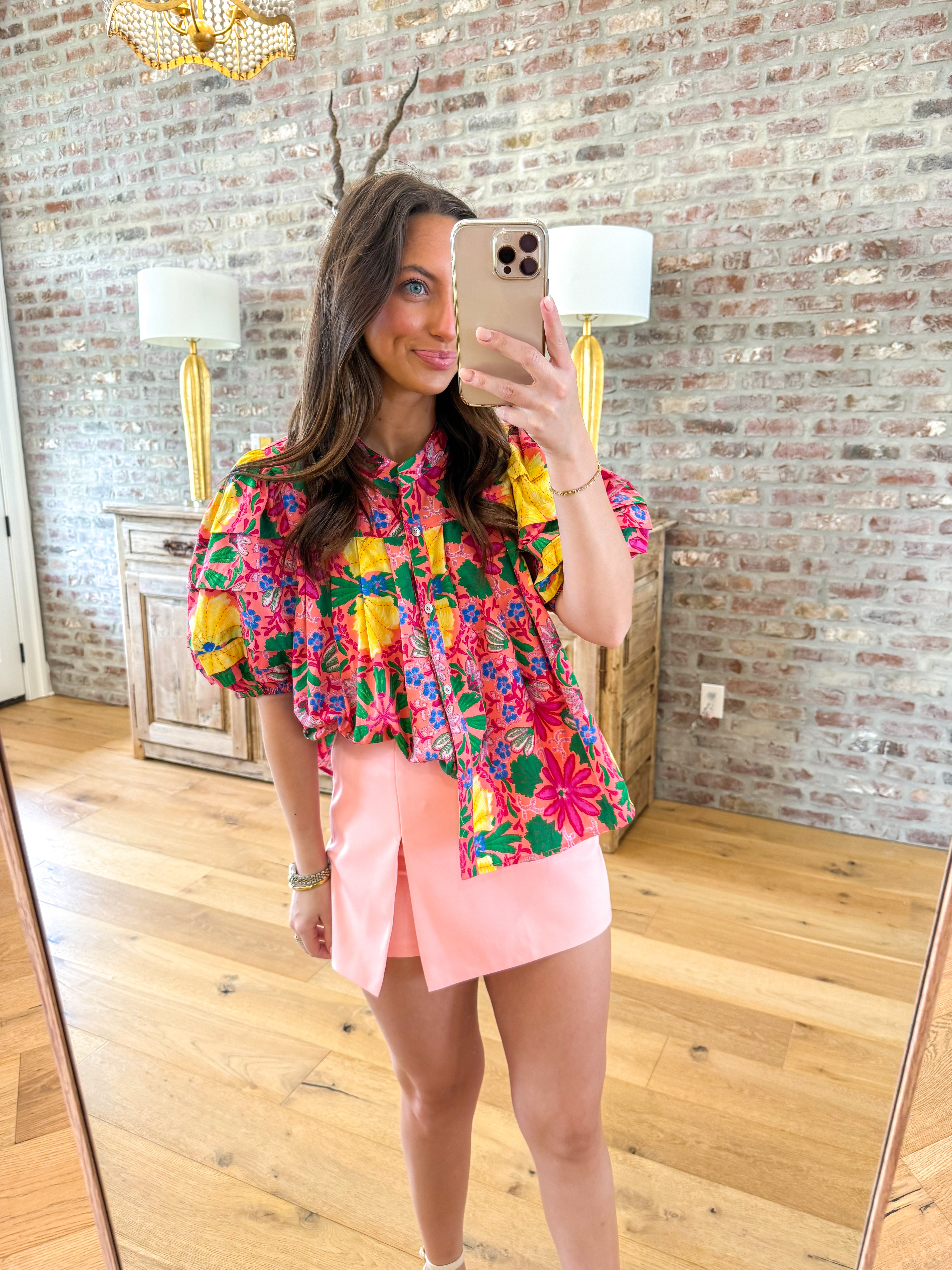 Cloe Floral Puff-sleeve Top