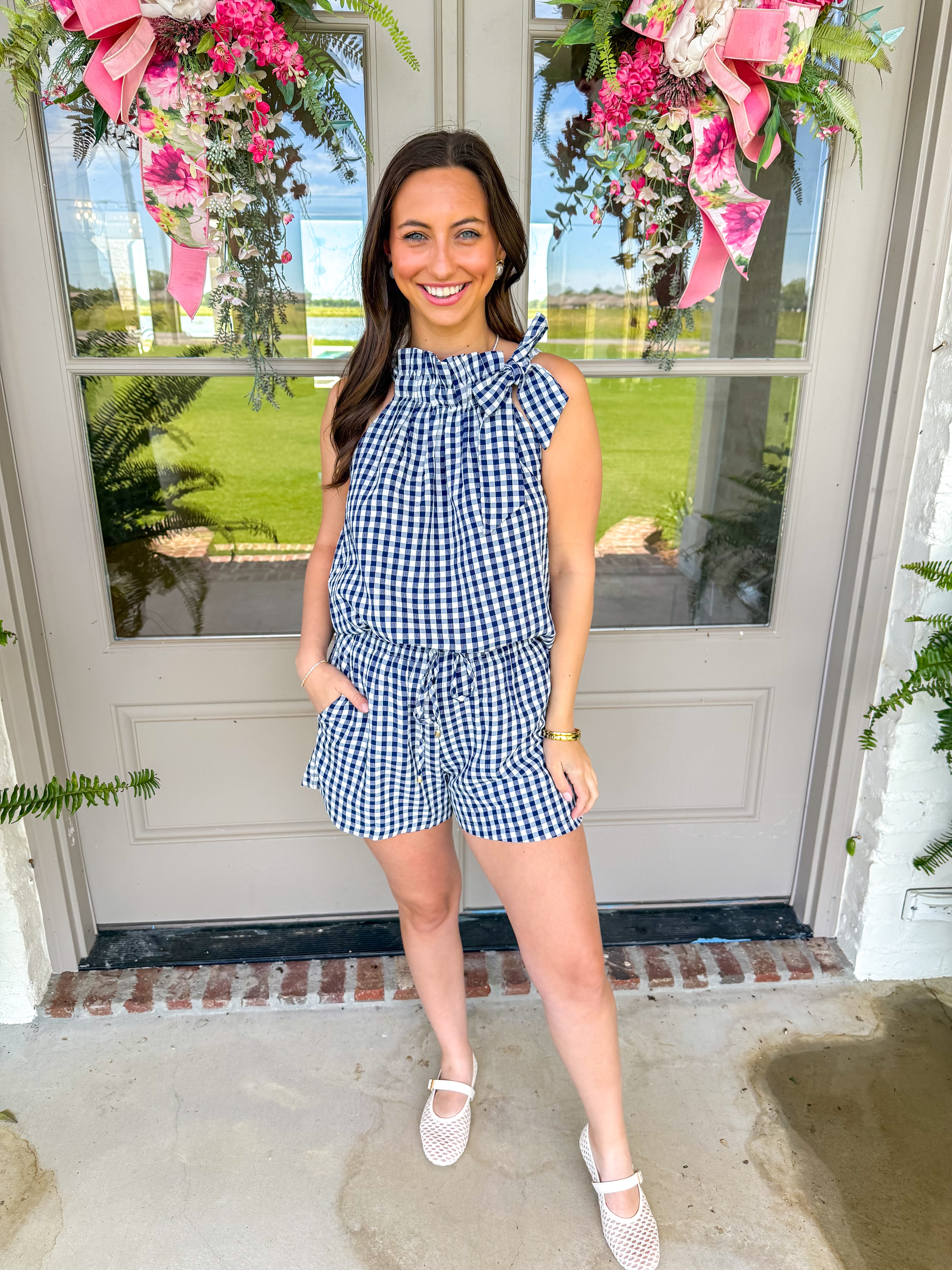 Navy Gingham Getaway Set