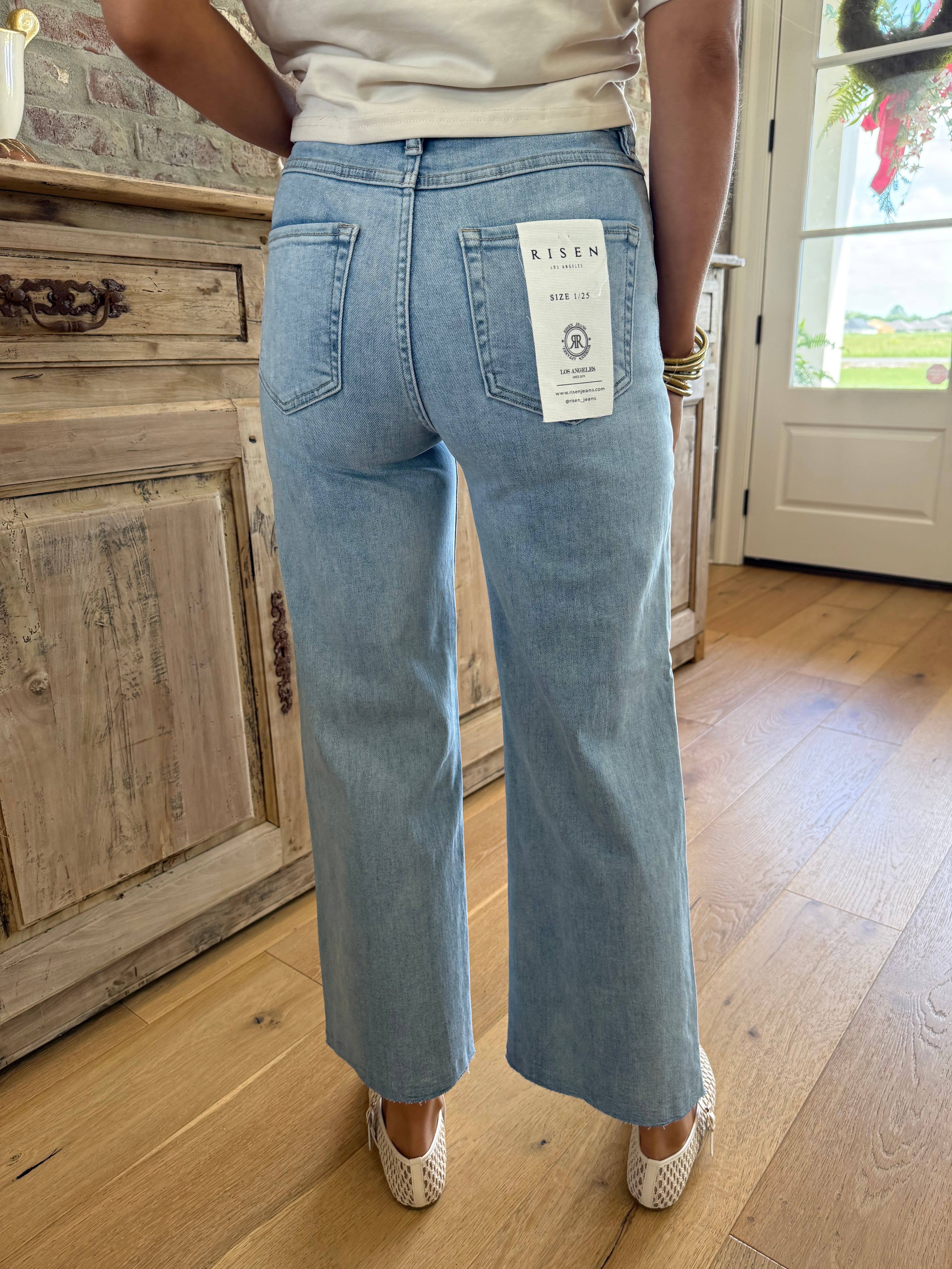 Karlie HR Light Wash Crop Wide Leg