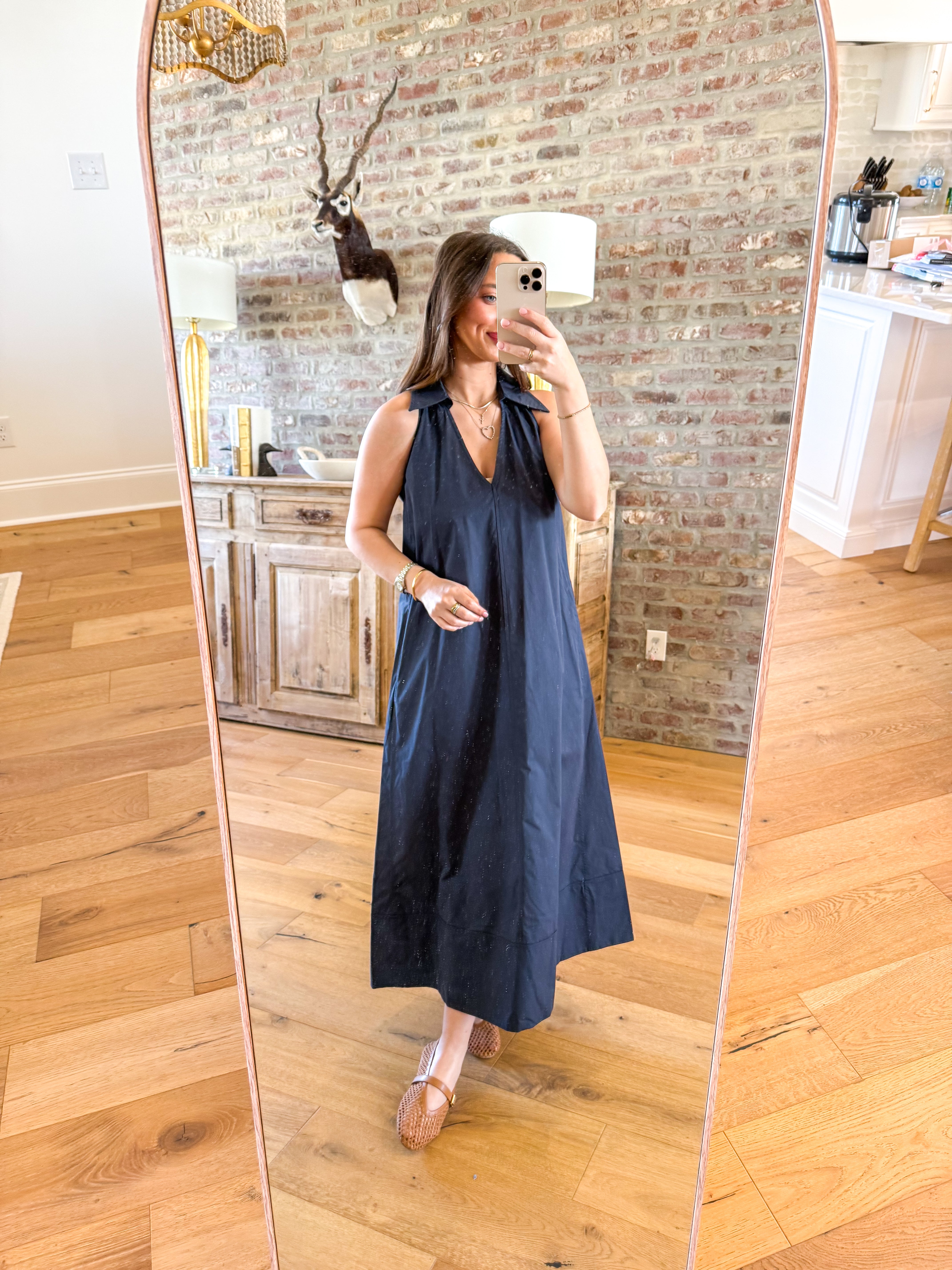 Clara Collared A-line Maxi Dress Navy