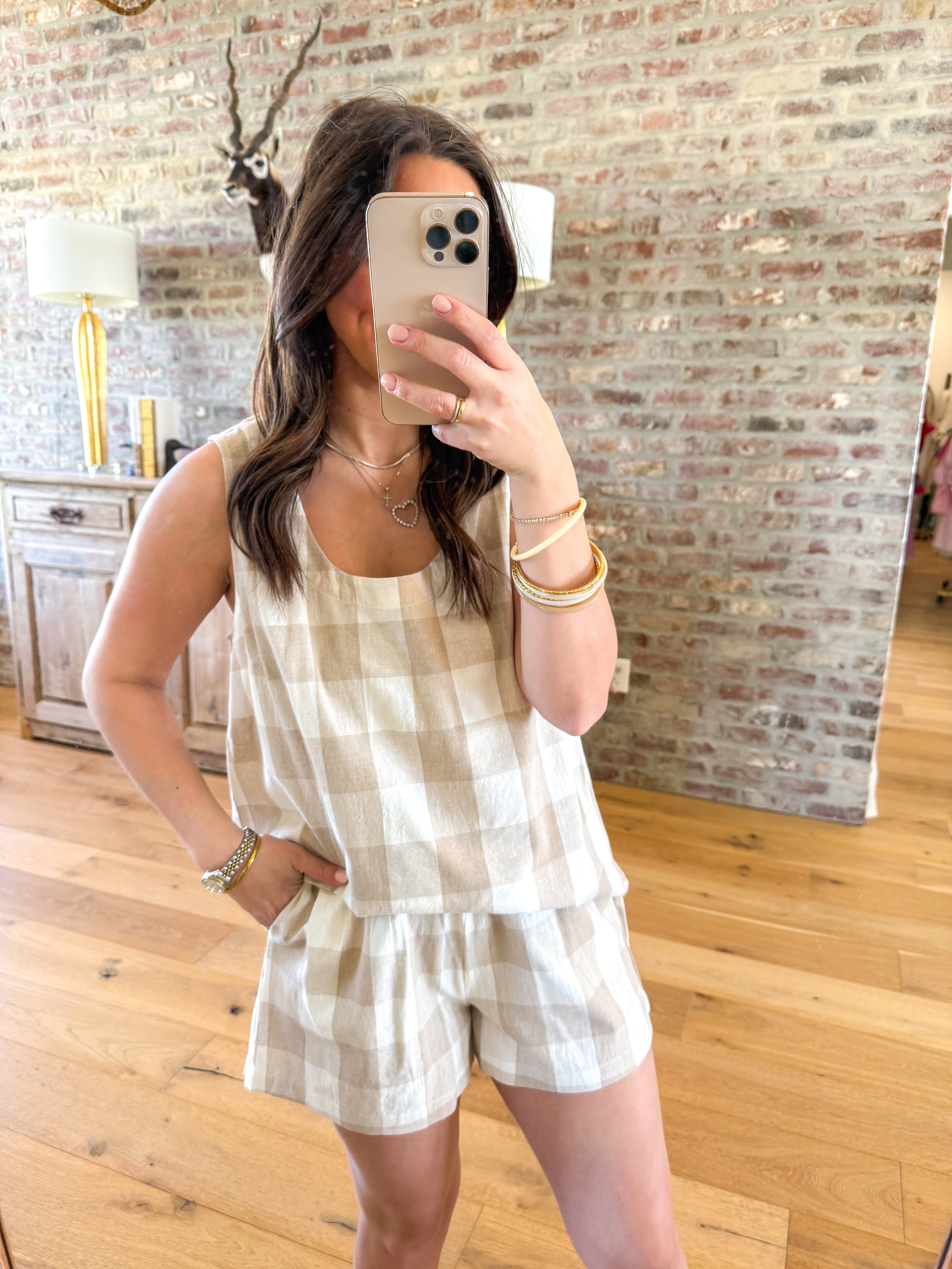 Taupe Gingham Dreams Set