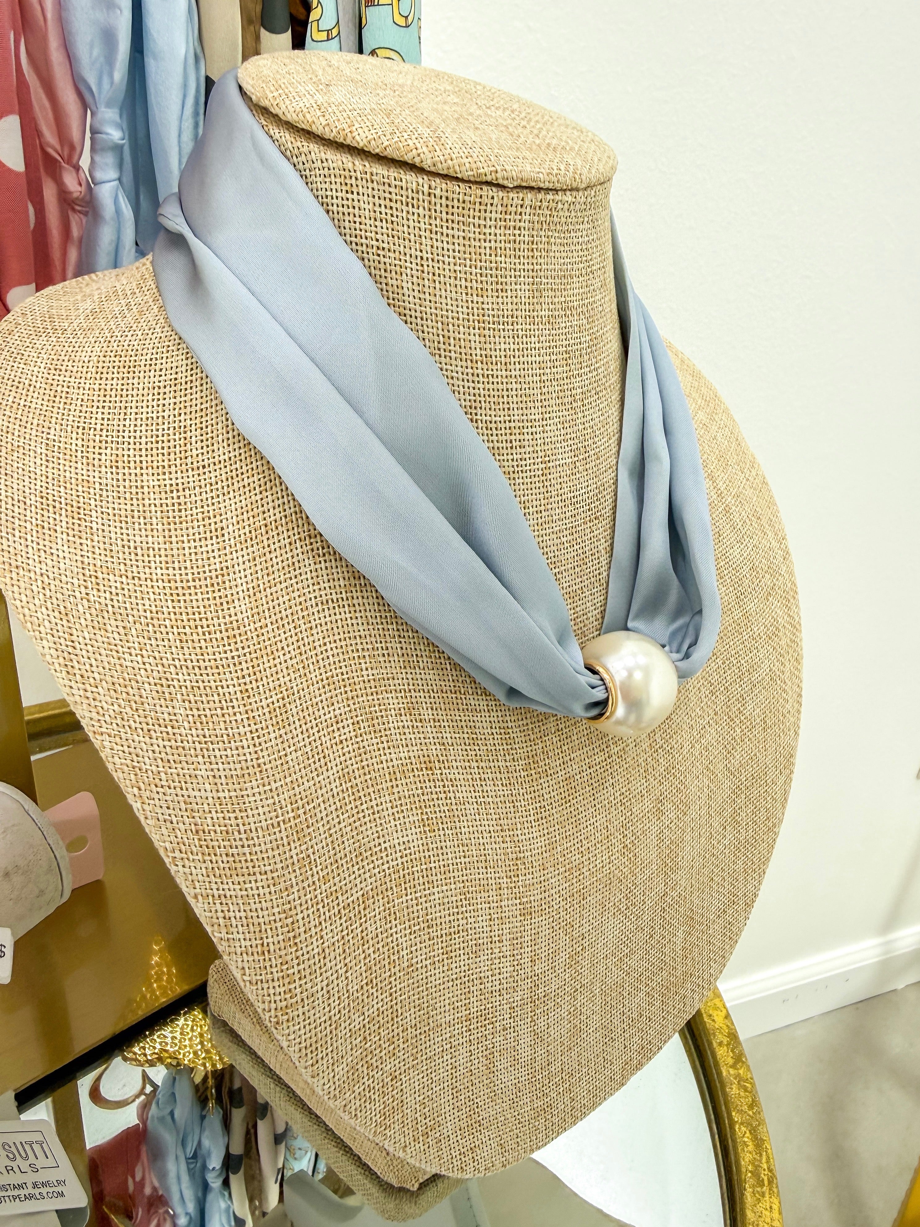 Sky Blue Pearl Scarf Necklace