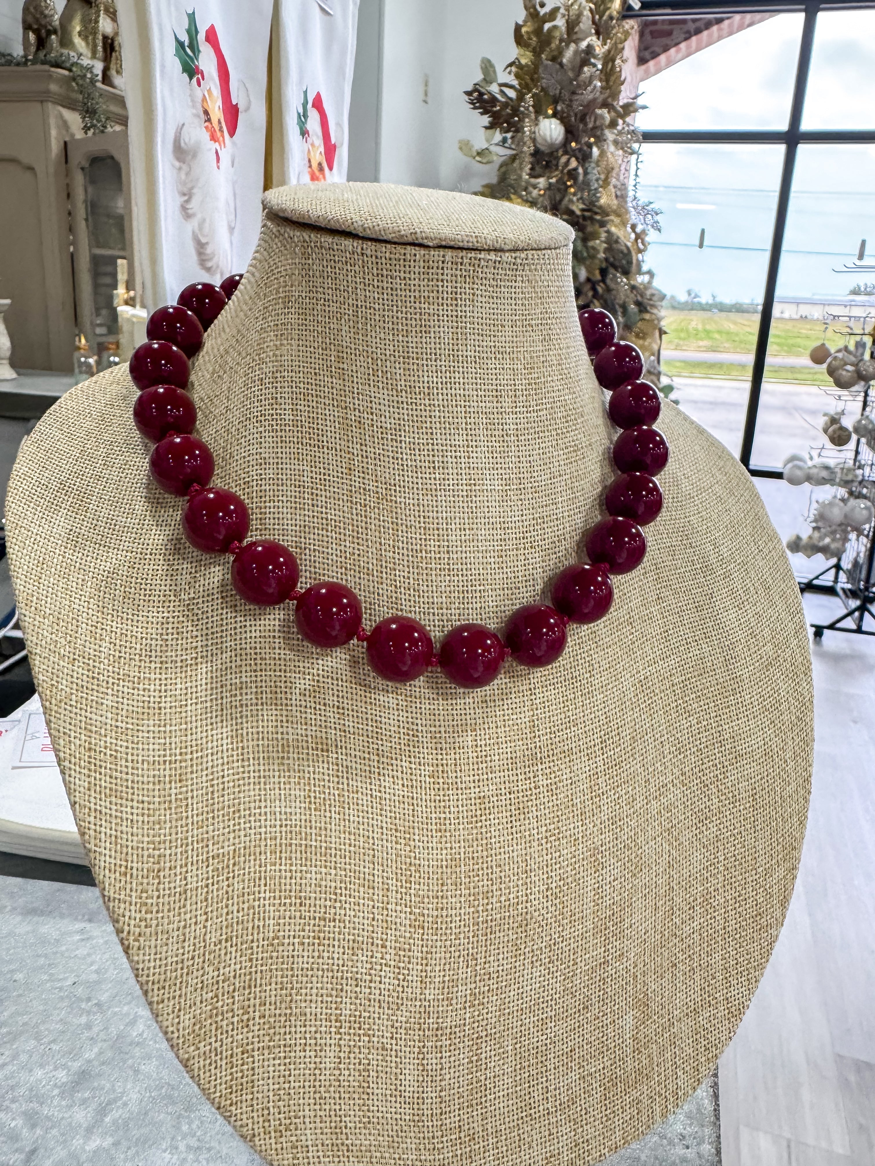 Maroon Bead Necklace