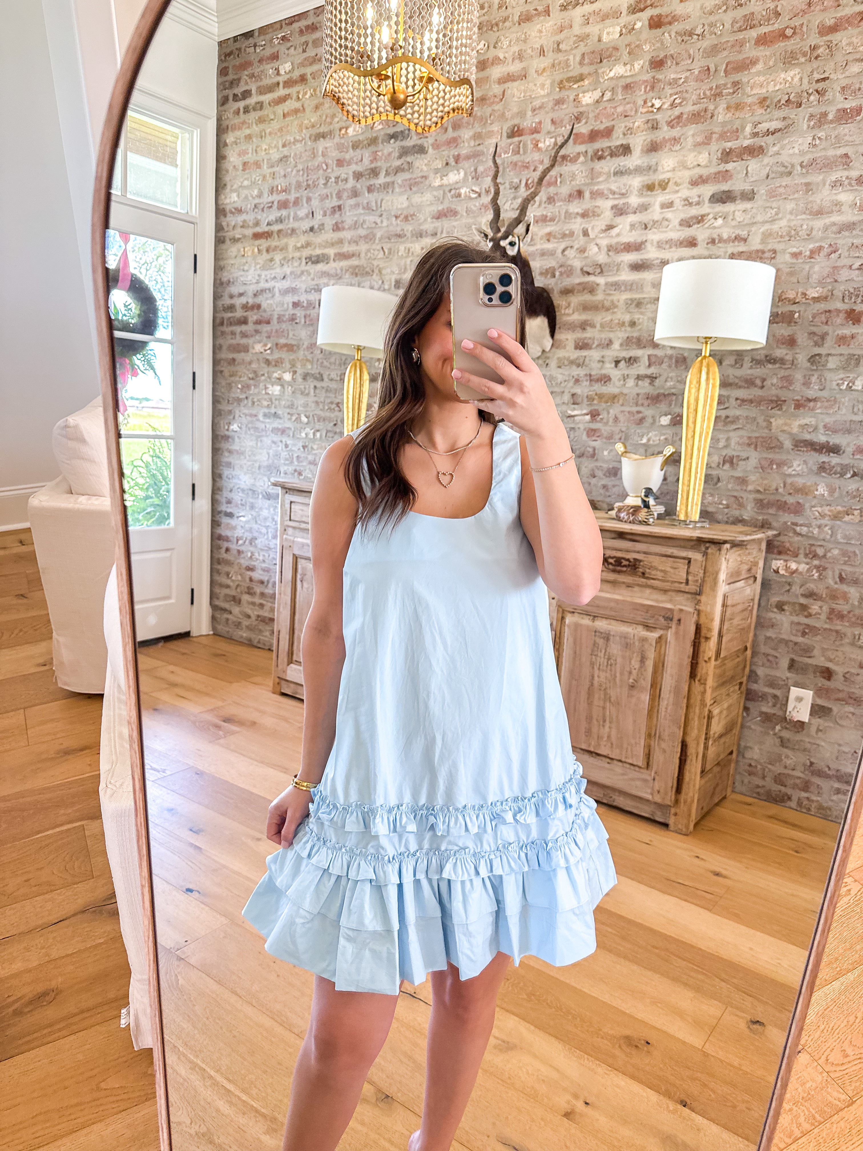 Isla Blue Tiered Ruffle Mini Dress