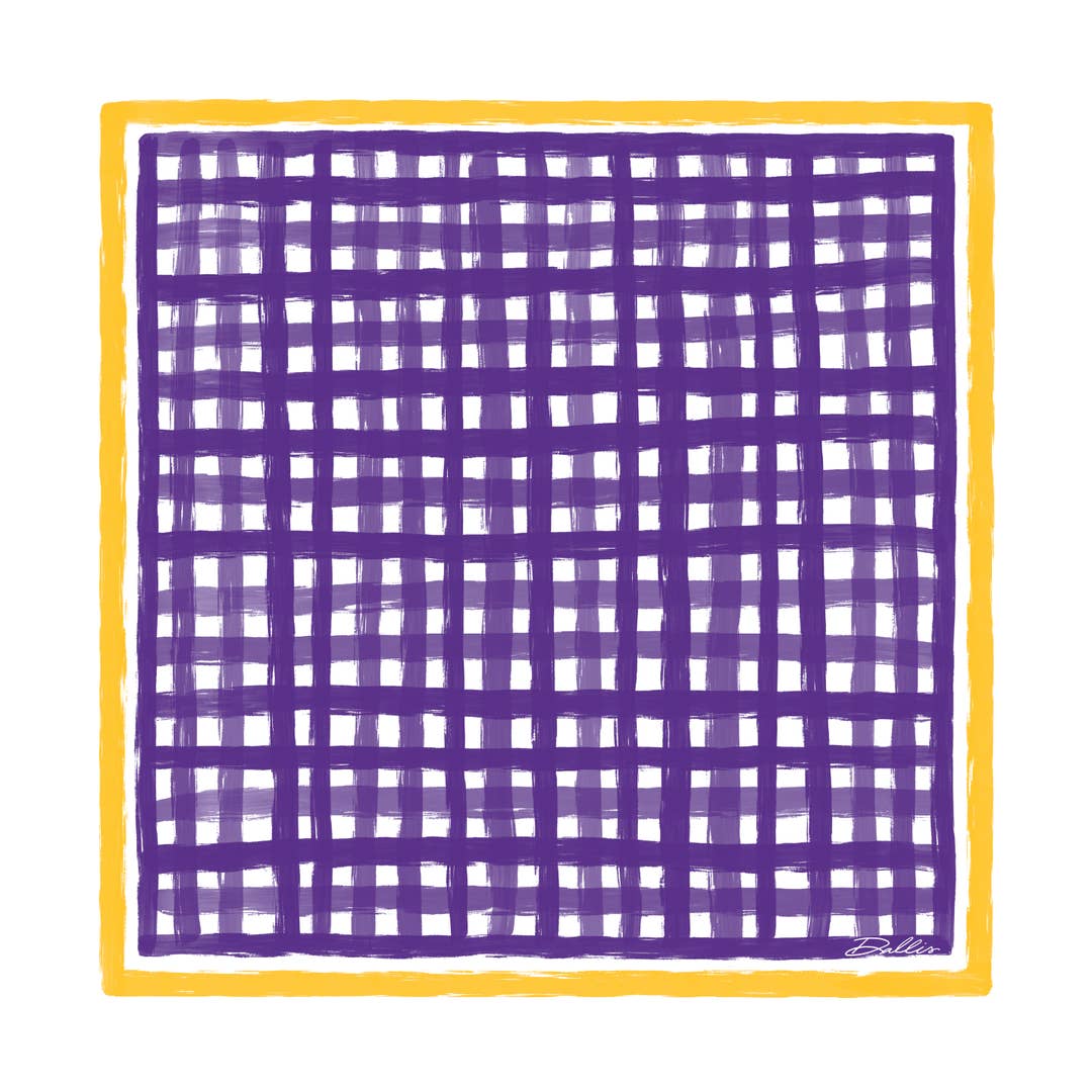 Tailgate Check Scarf in Purple & Gold
