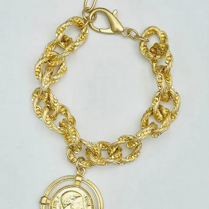 Vintage - Twisted Link Coin Bracelet