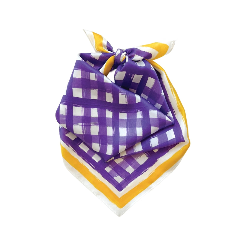 Tailgate Check Scarf in Purple & Gold