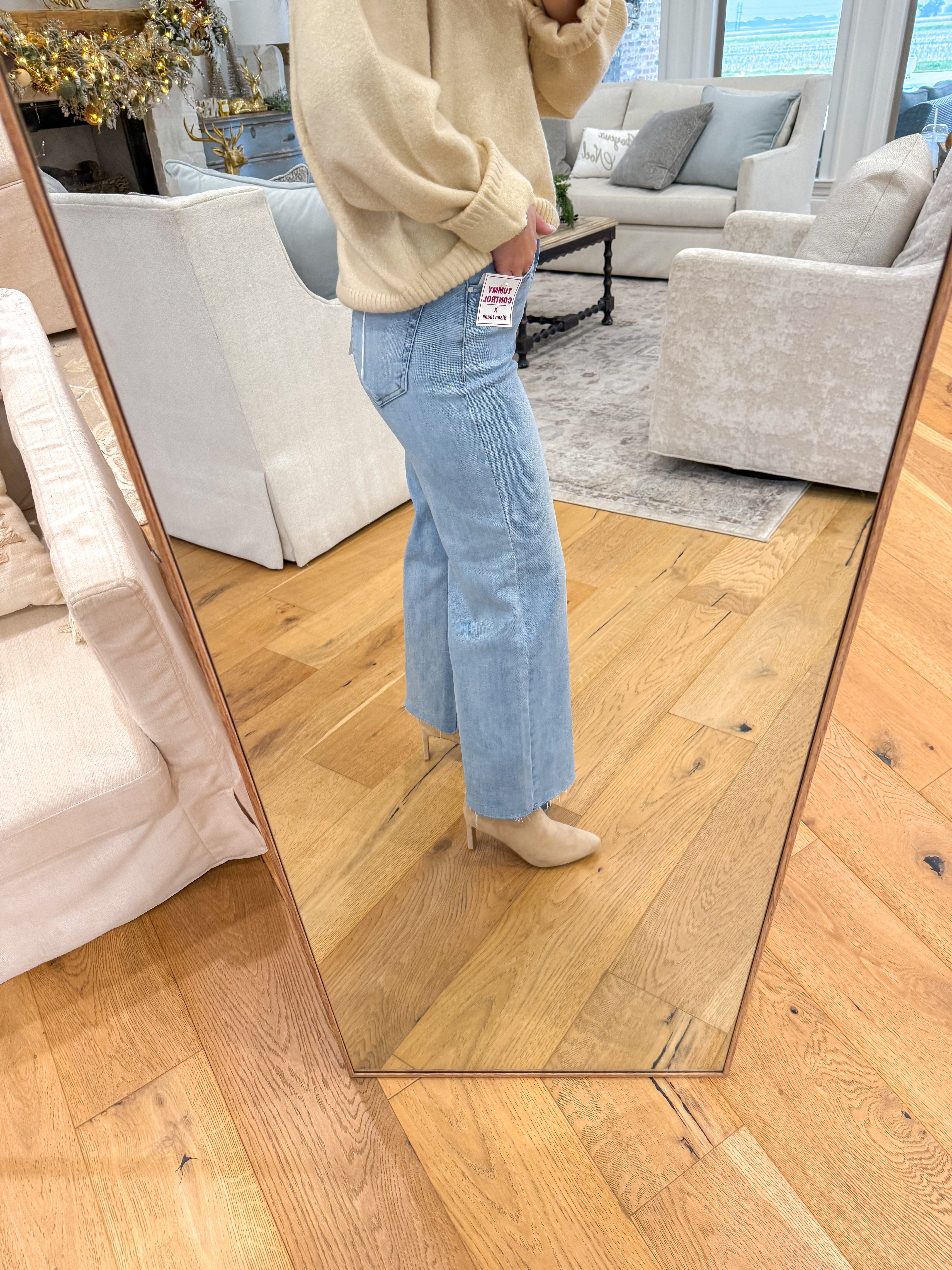 Karlie HR Light Washed Crop Wide Leg