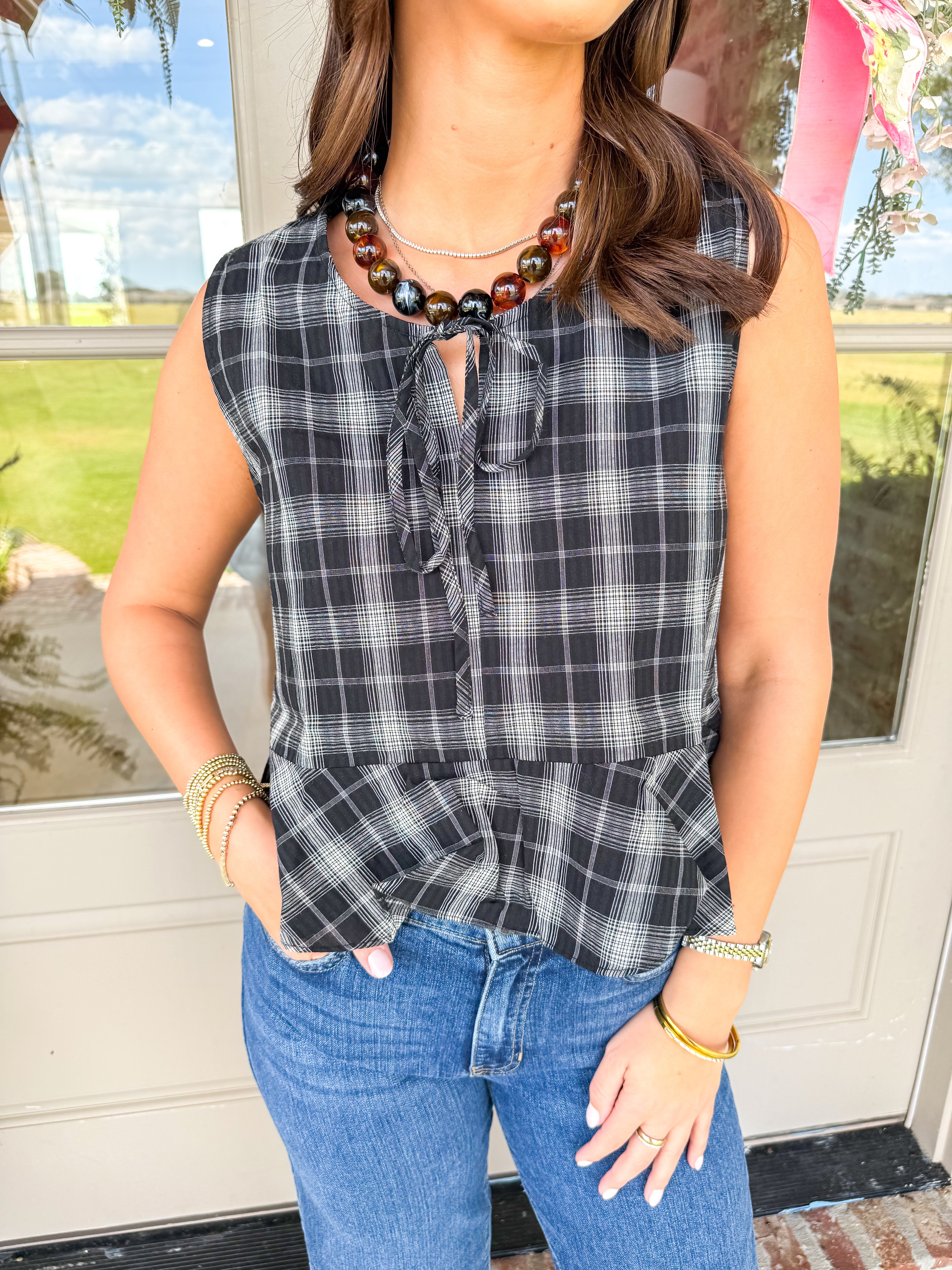 Petite Pause Ruffle Blank Tank