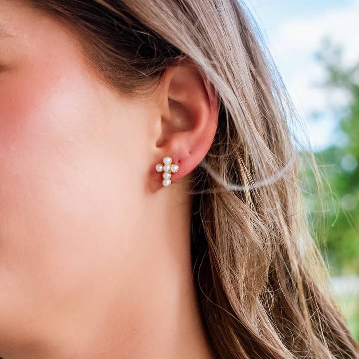 Pearl Cross Studs