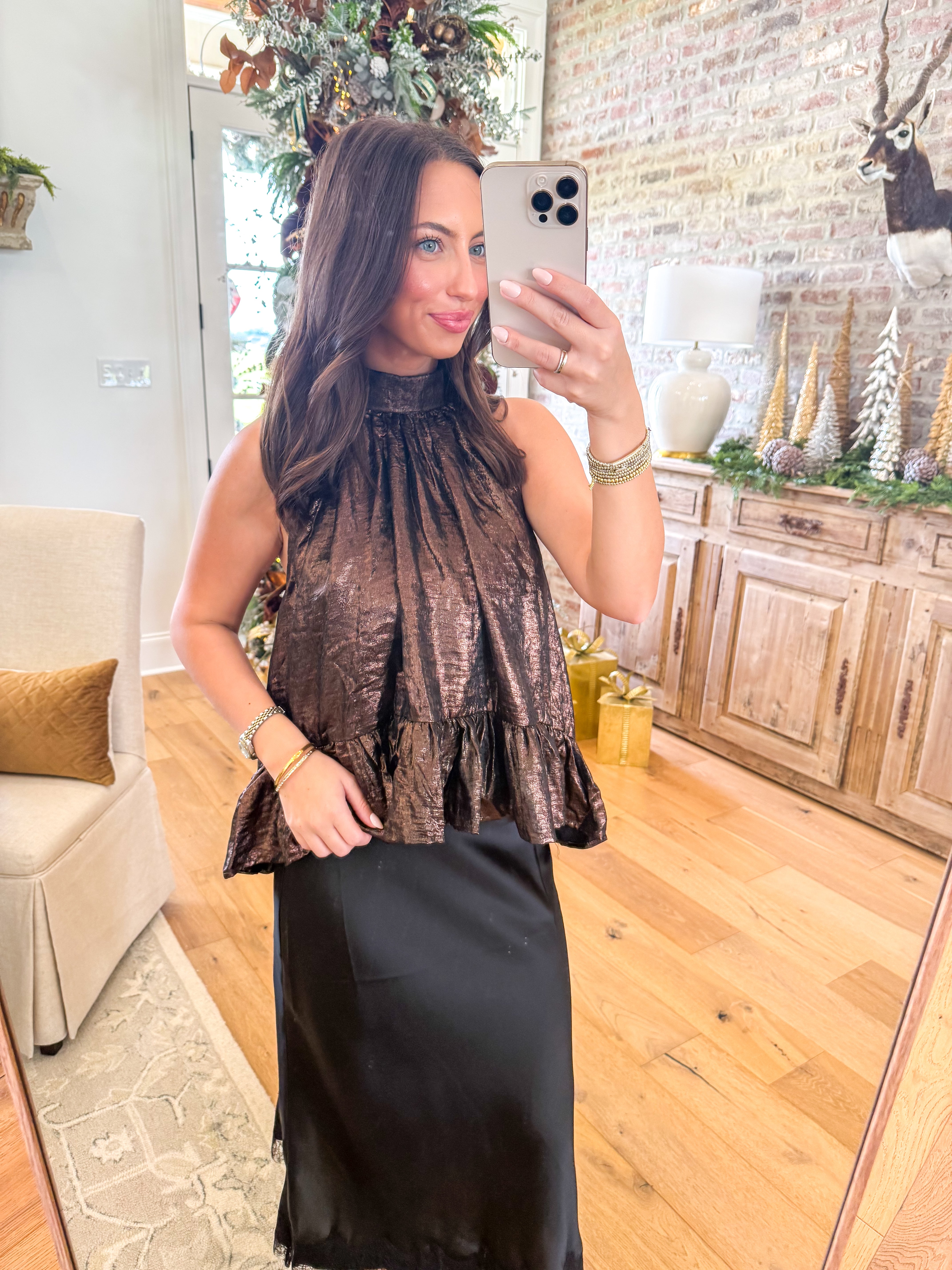 Brown Shimmer Halter Tank