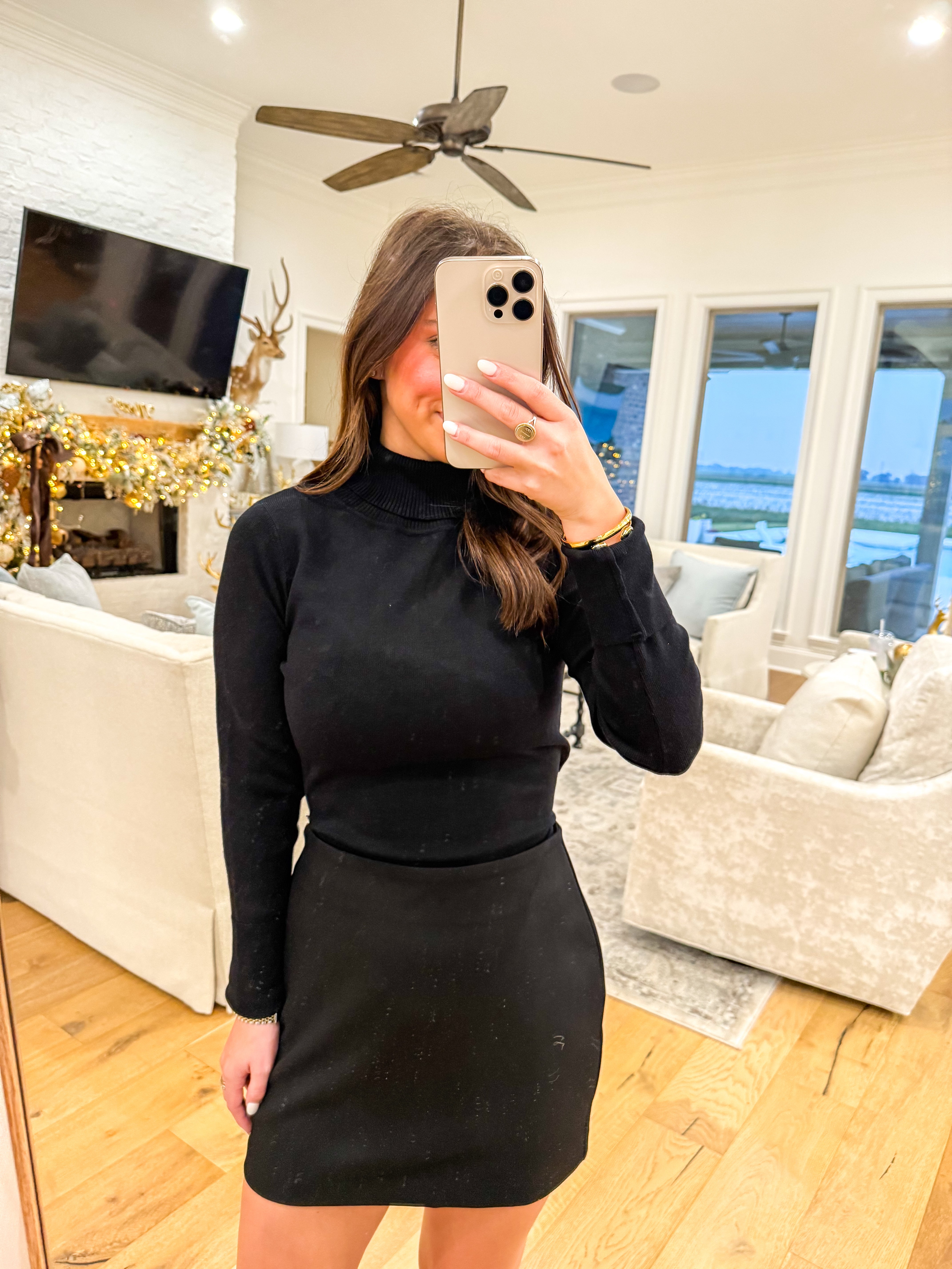 Nadia Black Turtleneck Tie-Back Knit Top