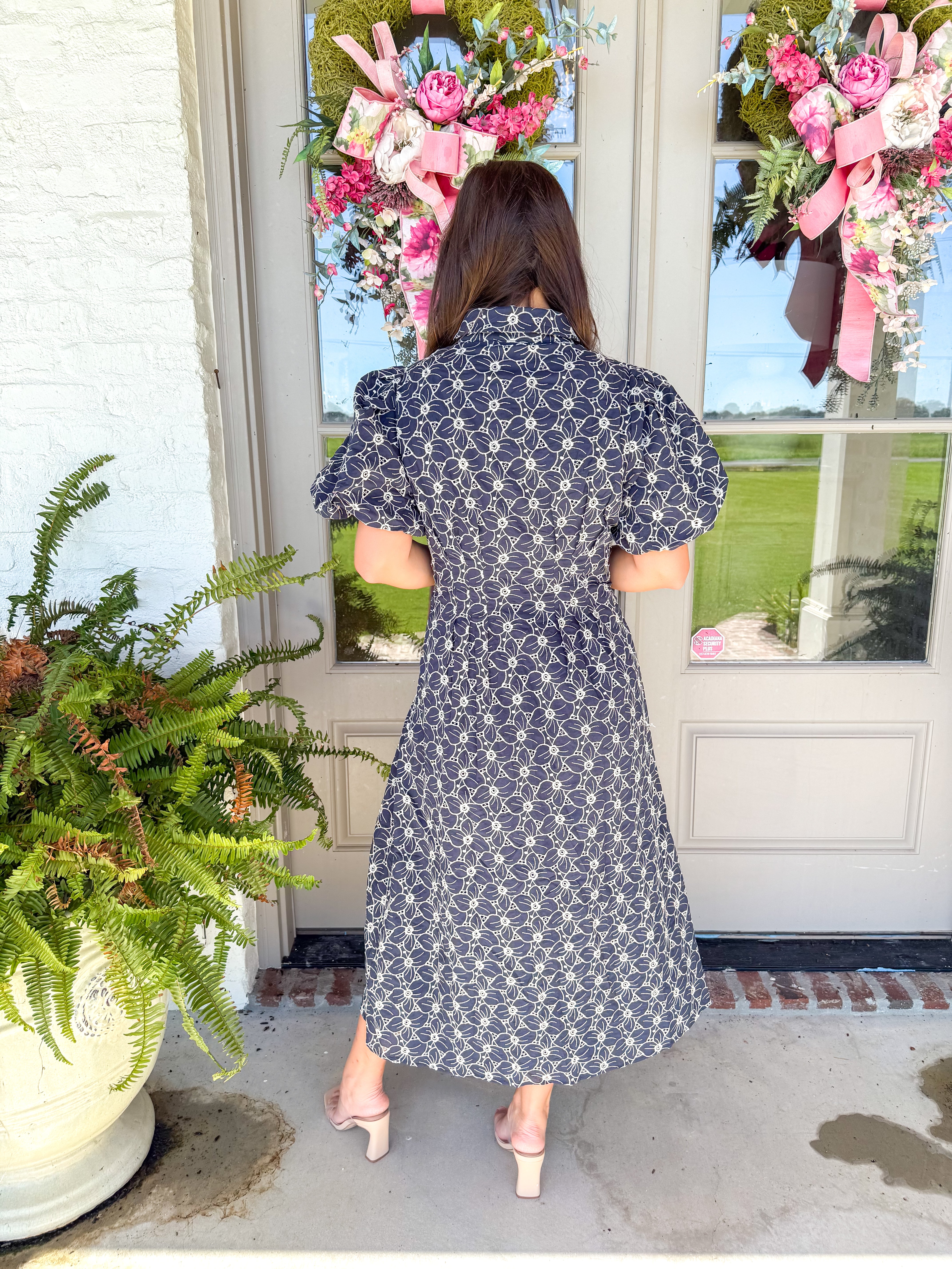 Ellis Eyelet Midi Navy