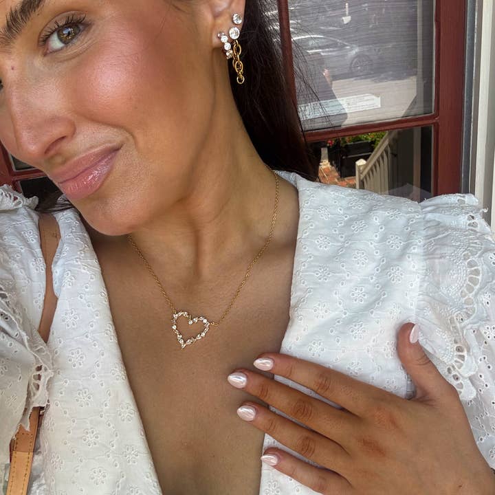 Multi-Cut Pave' Heart Necklace