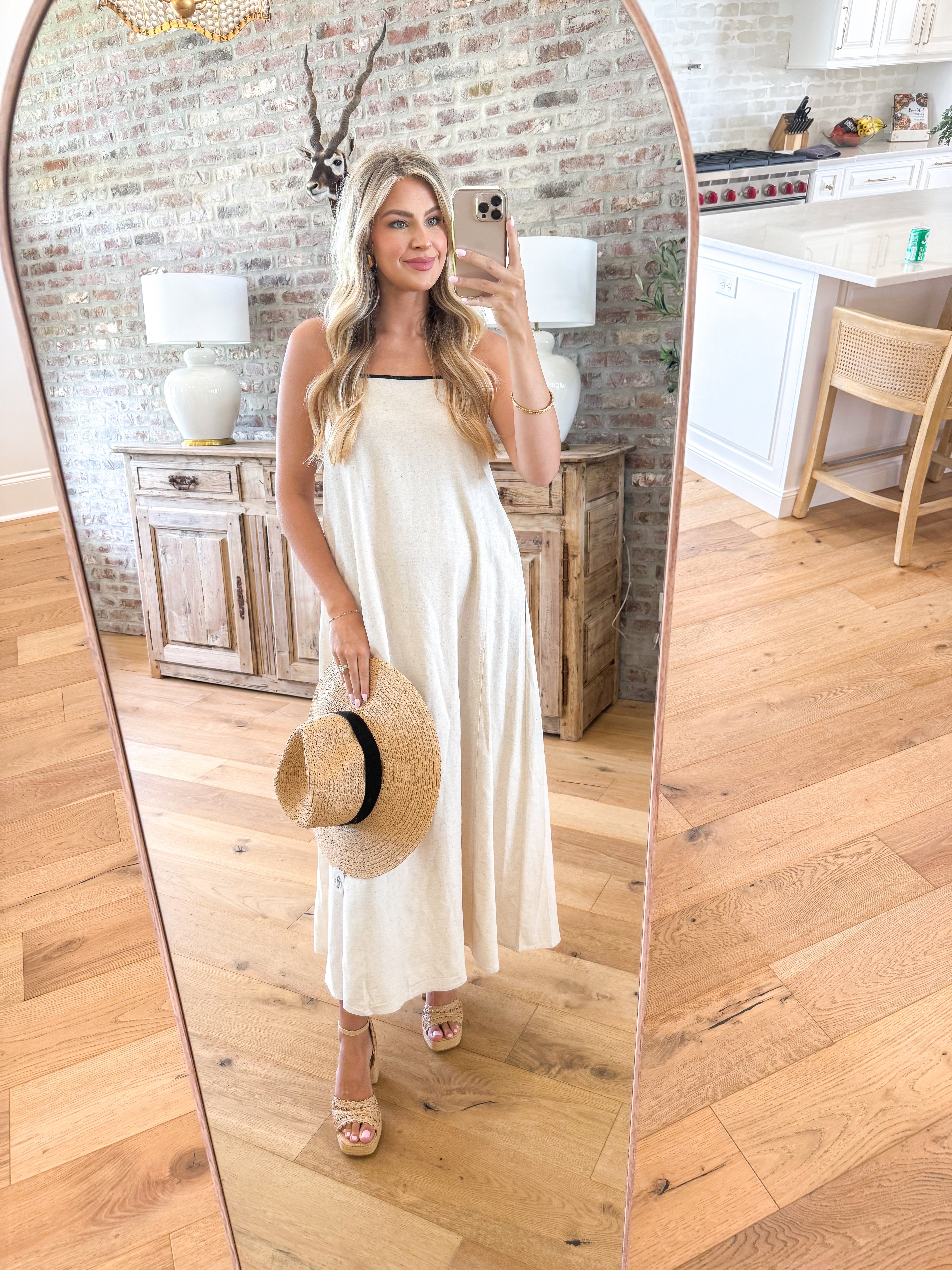 Oatmeal Noir Linen Maxi Dress