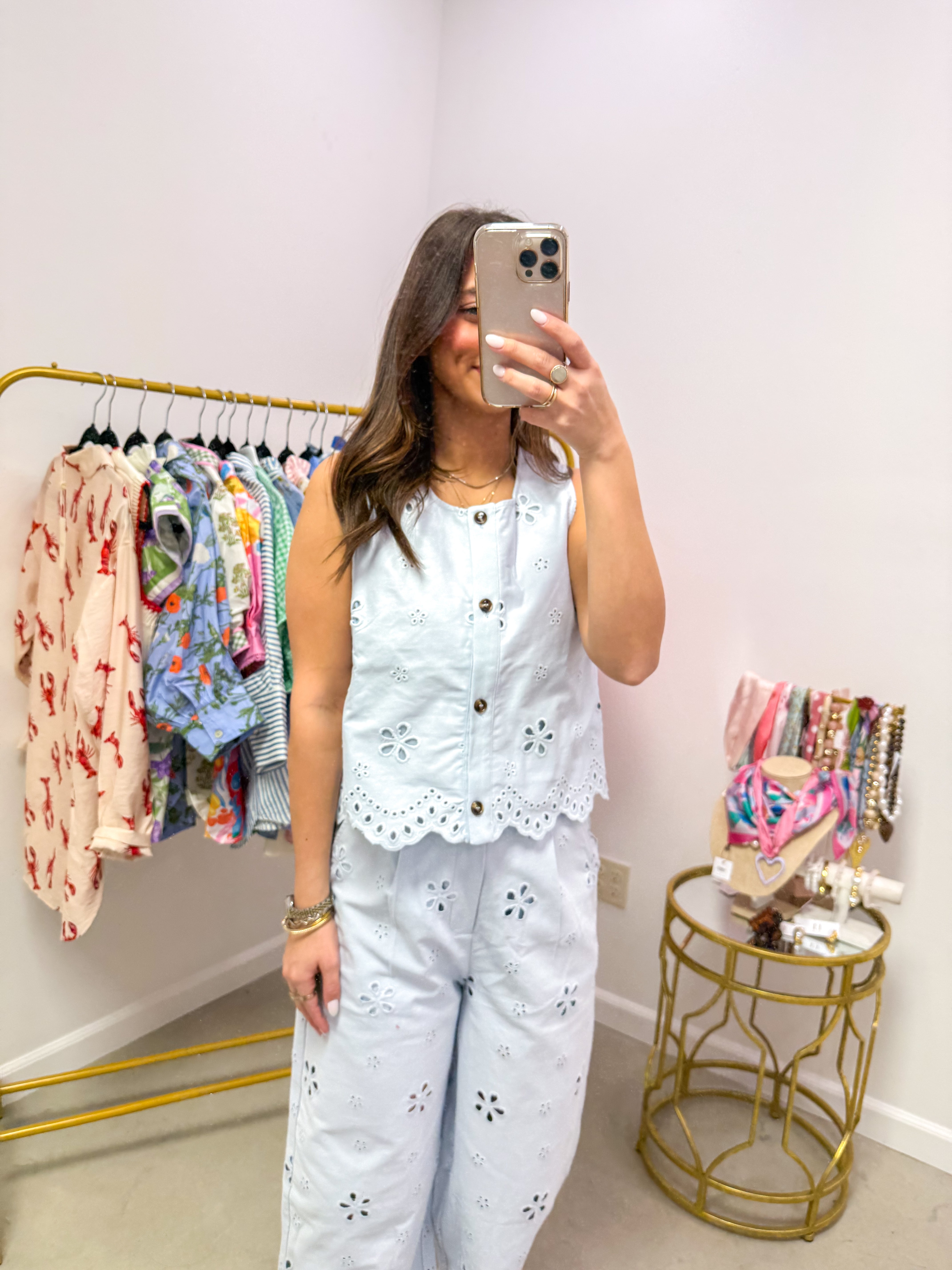 Baby Blue Eyelet Tank