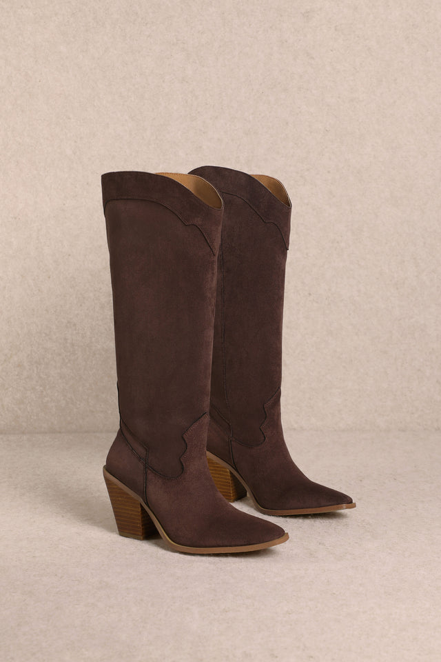 Classy Suede Dark Brown Boots