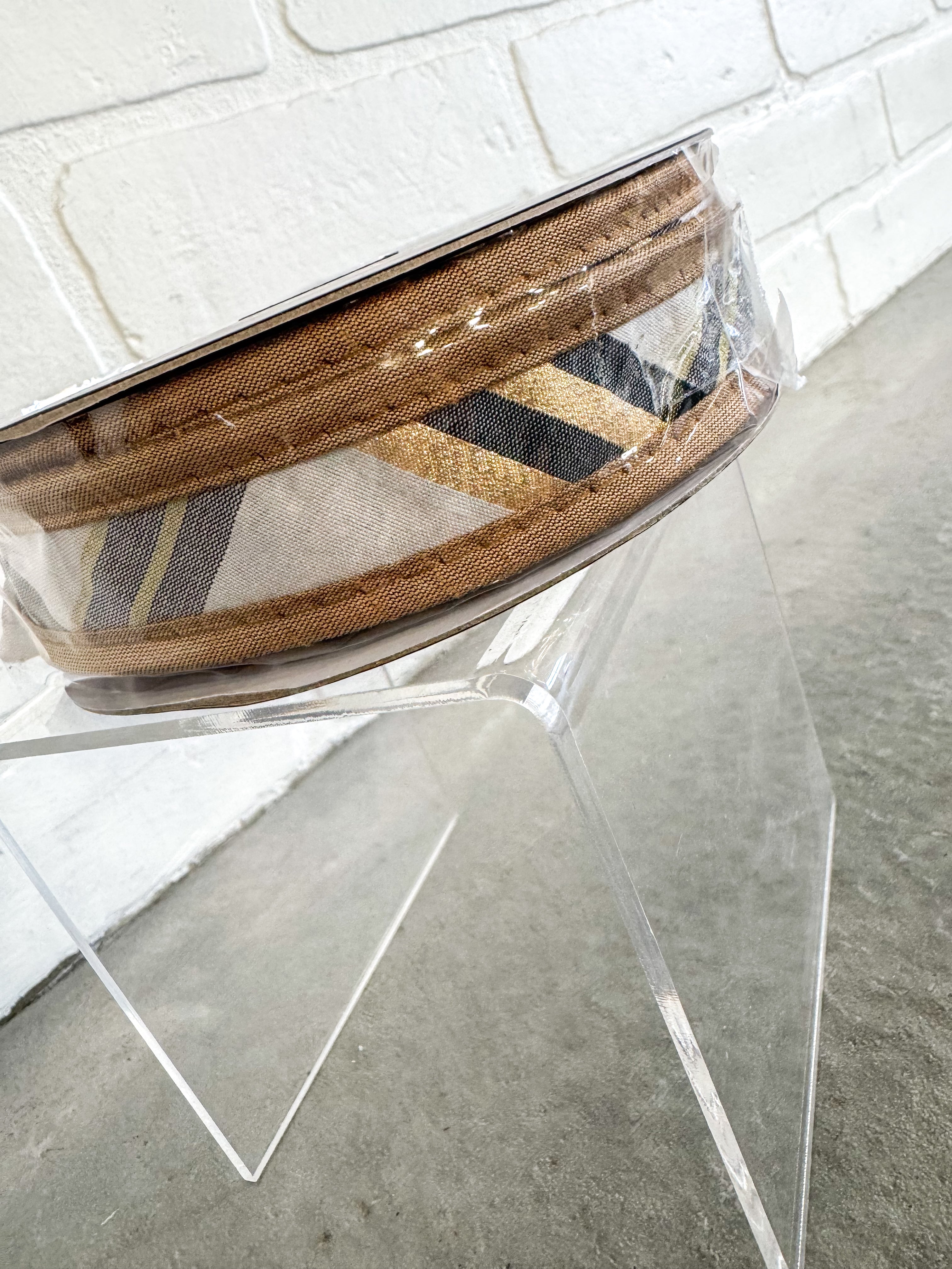 John Mark Ribbon Plaid Metallic Dupion Ivory/Black/Gold