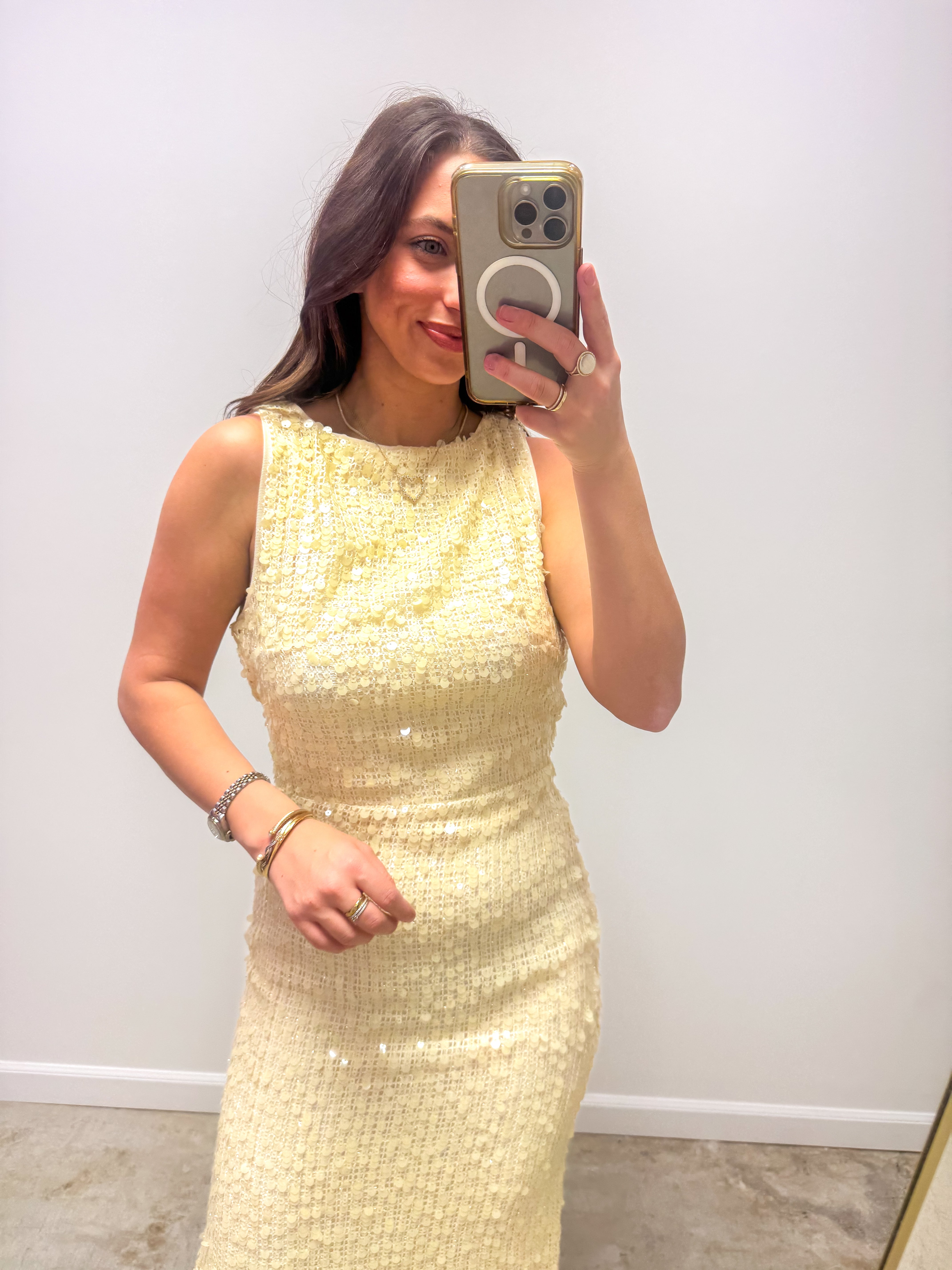 Frances Yellow Sequin Maxi