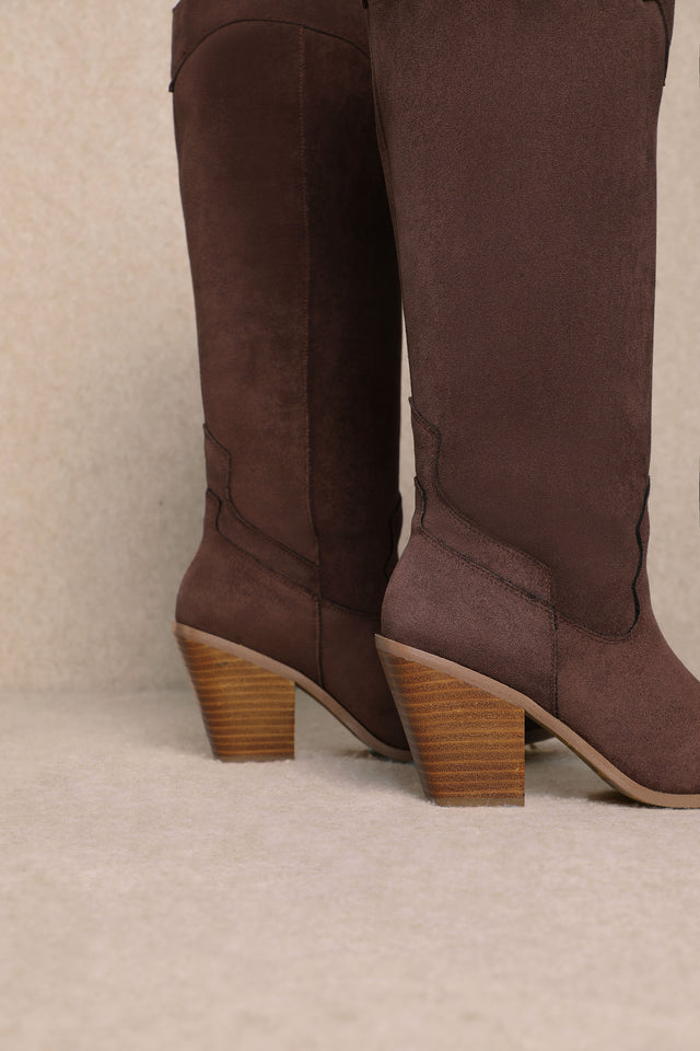Classy Suede Dark Brown Boots