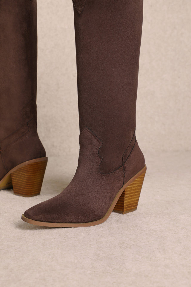 Classy Suede Dark Brown Boots