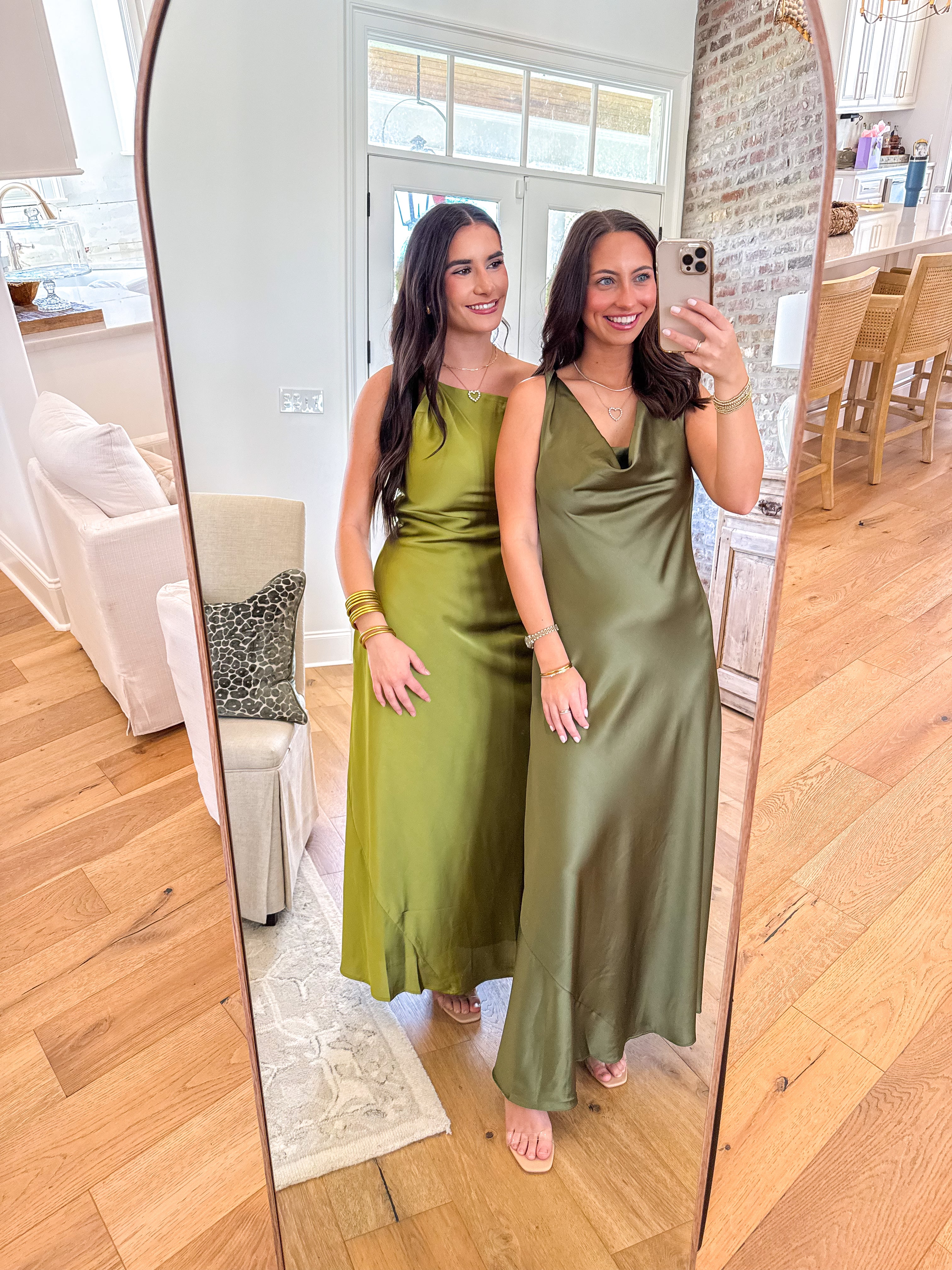 The Olive Hour One-Shoulder Satin Maxi Dress