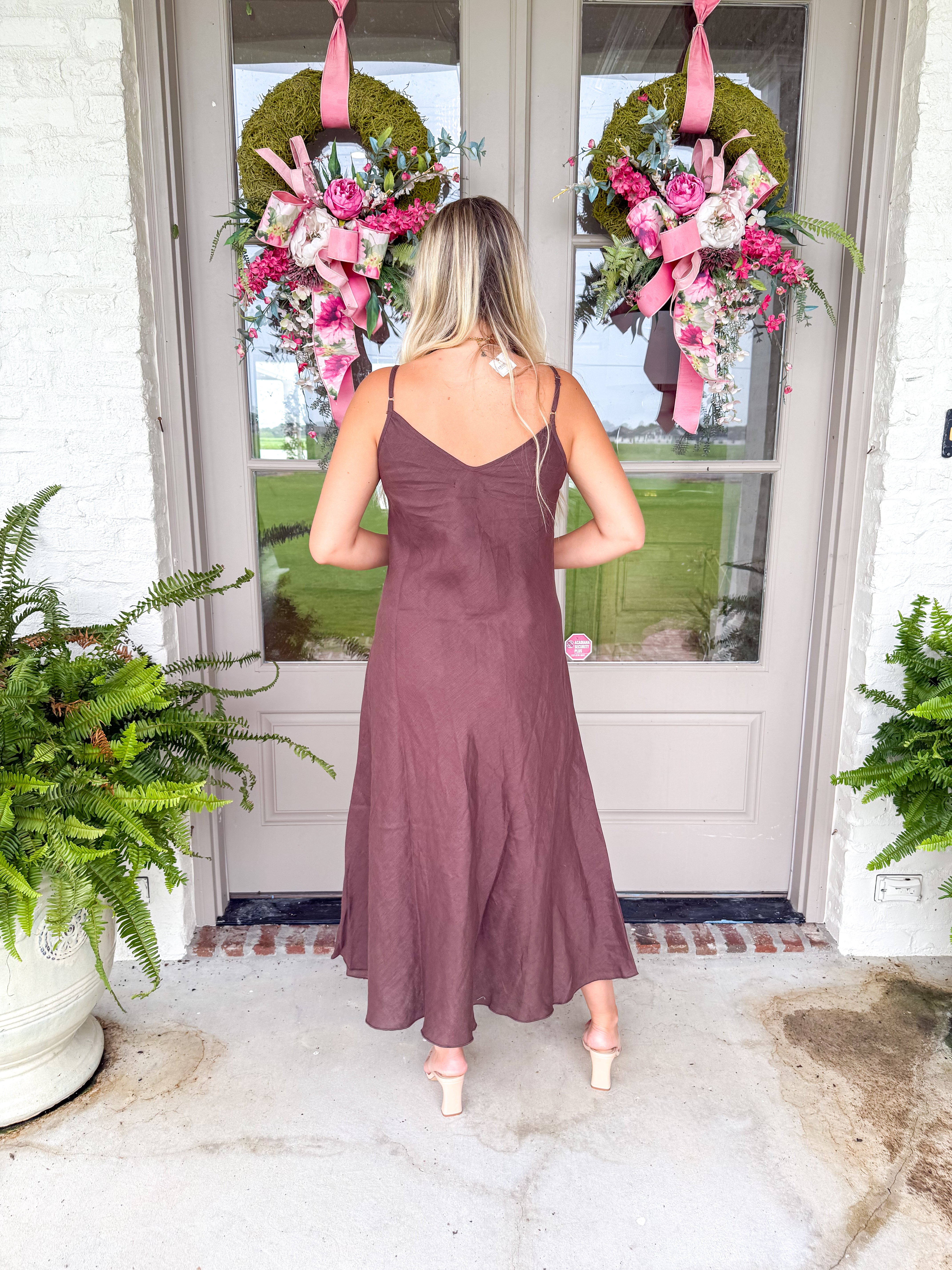 Cody Linen Slip Maxi Dress Brown