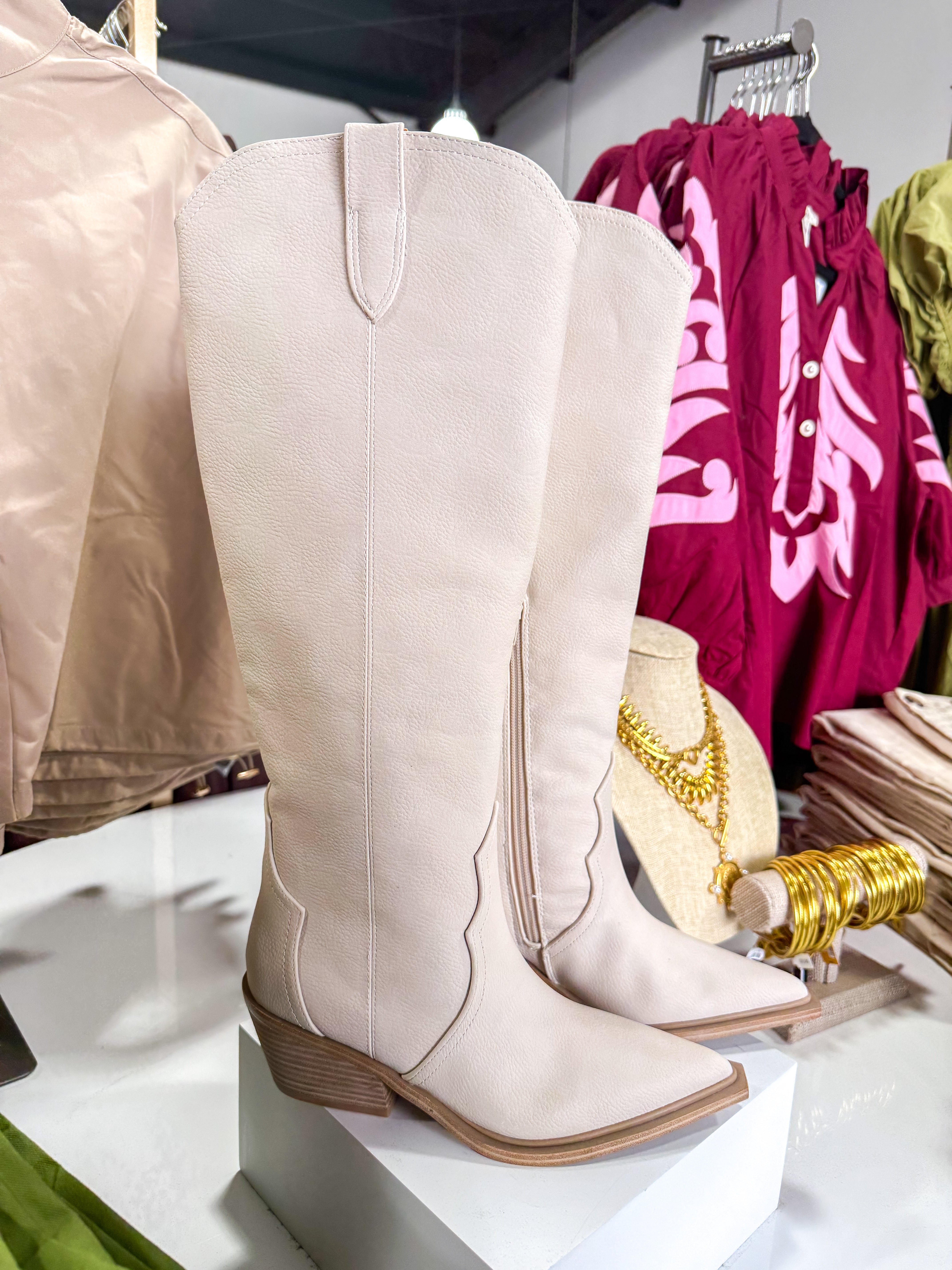 Greva Tall Western Boot Ivory