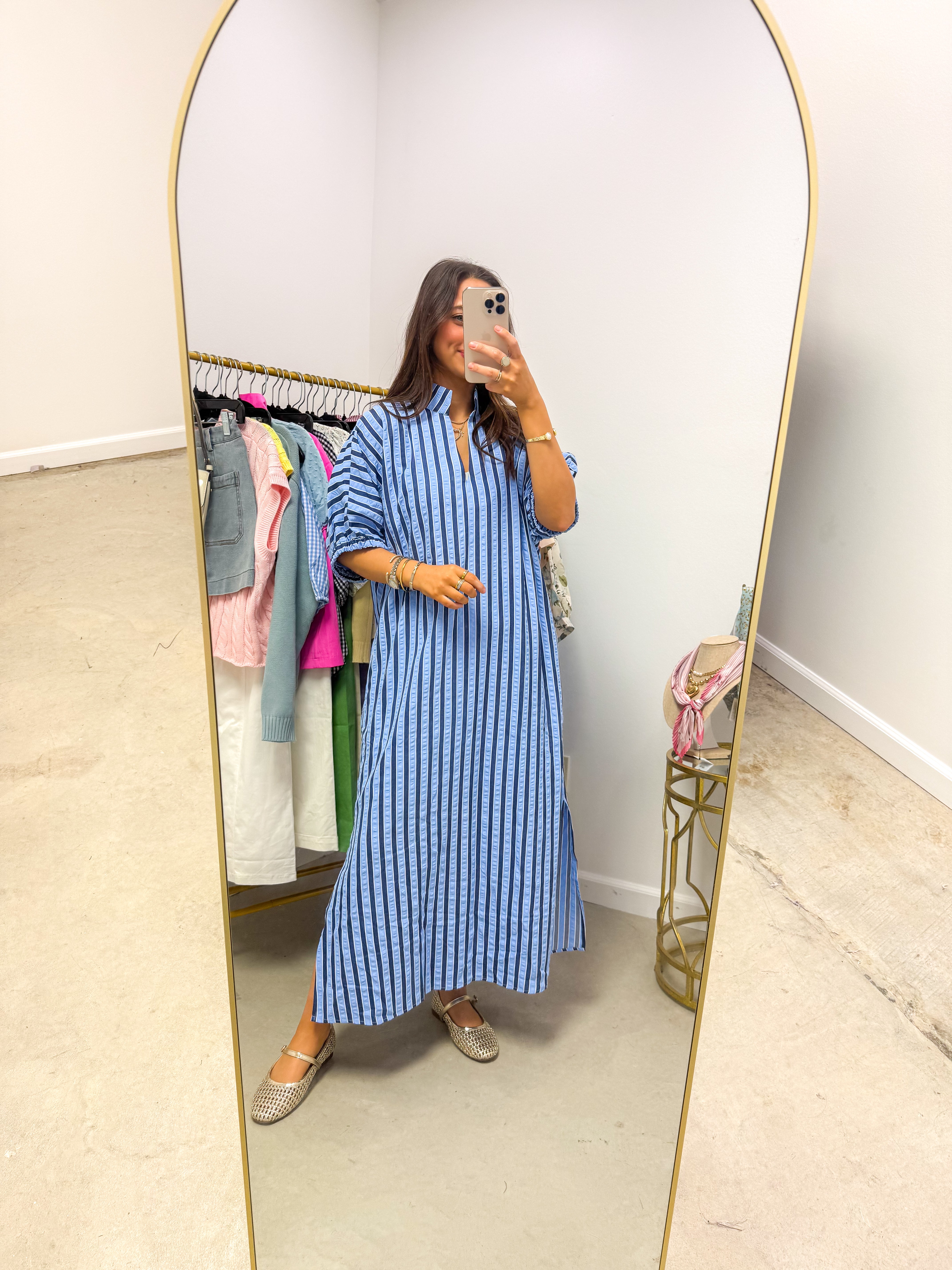 Costal Breeze Navy Stripe Midi