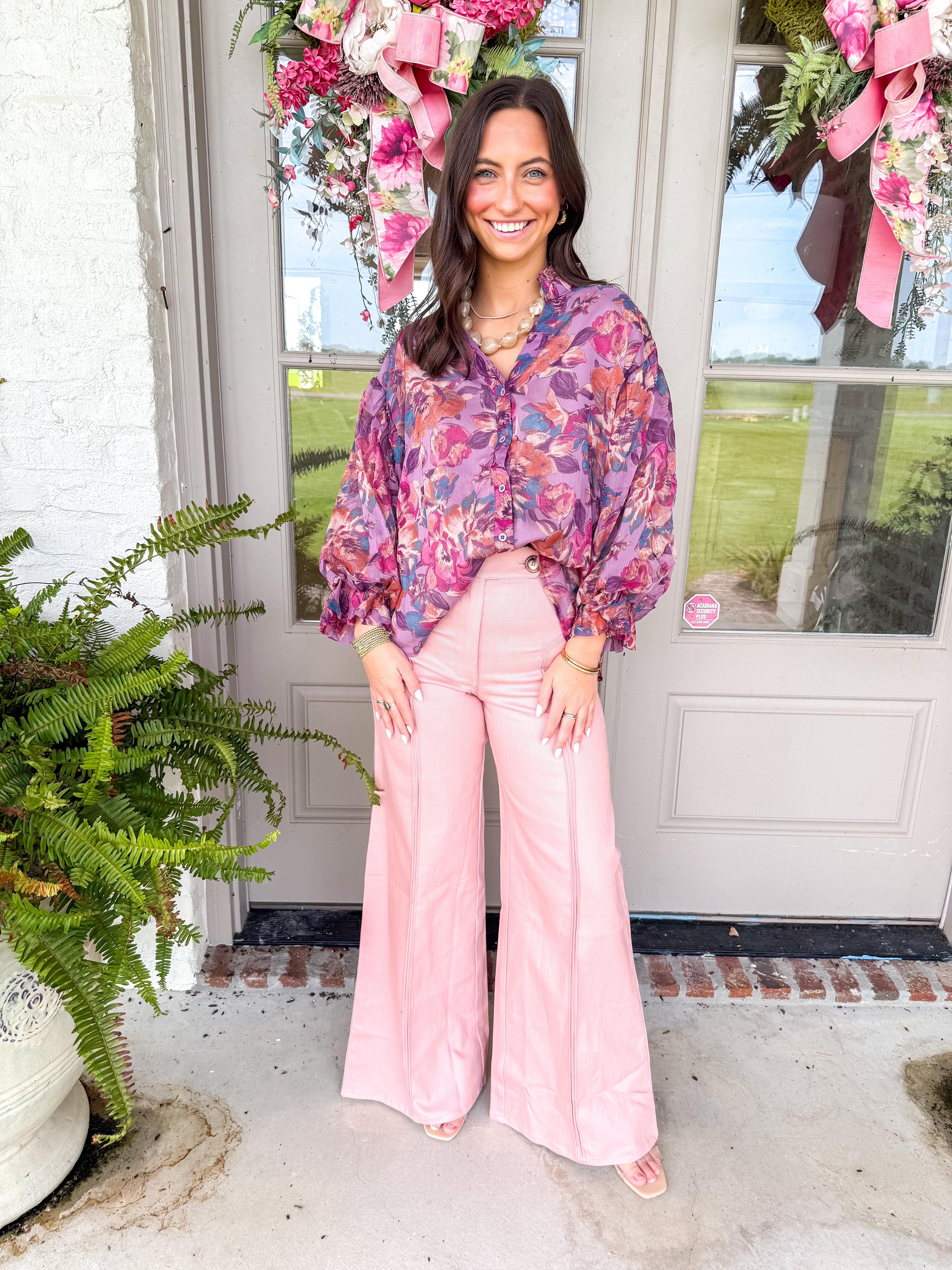 The Mauve Blooms Ruffle Top