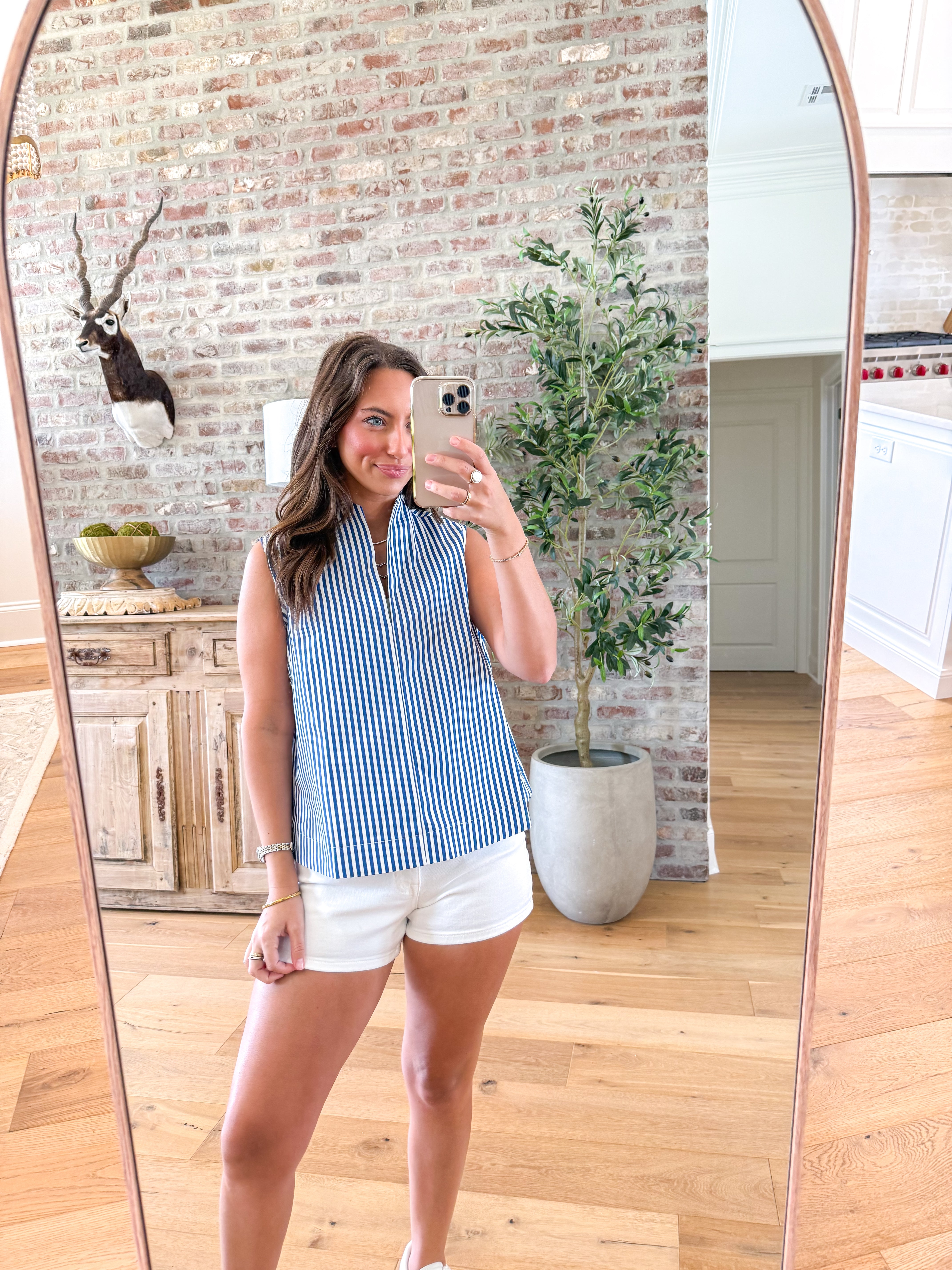 Harbor Stripe Popover Tank Blue