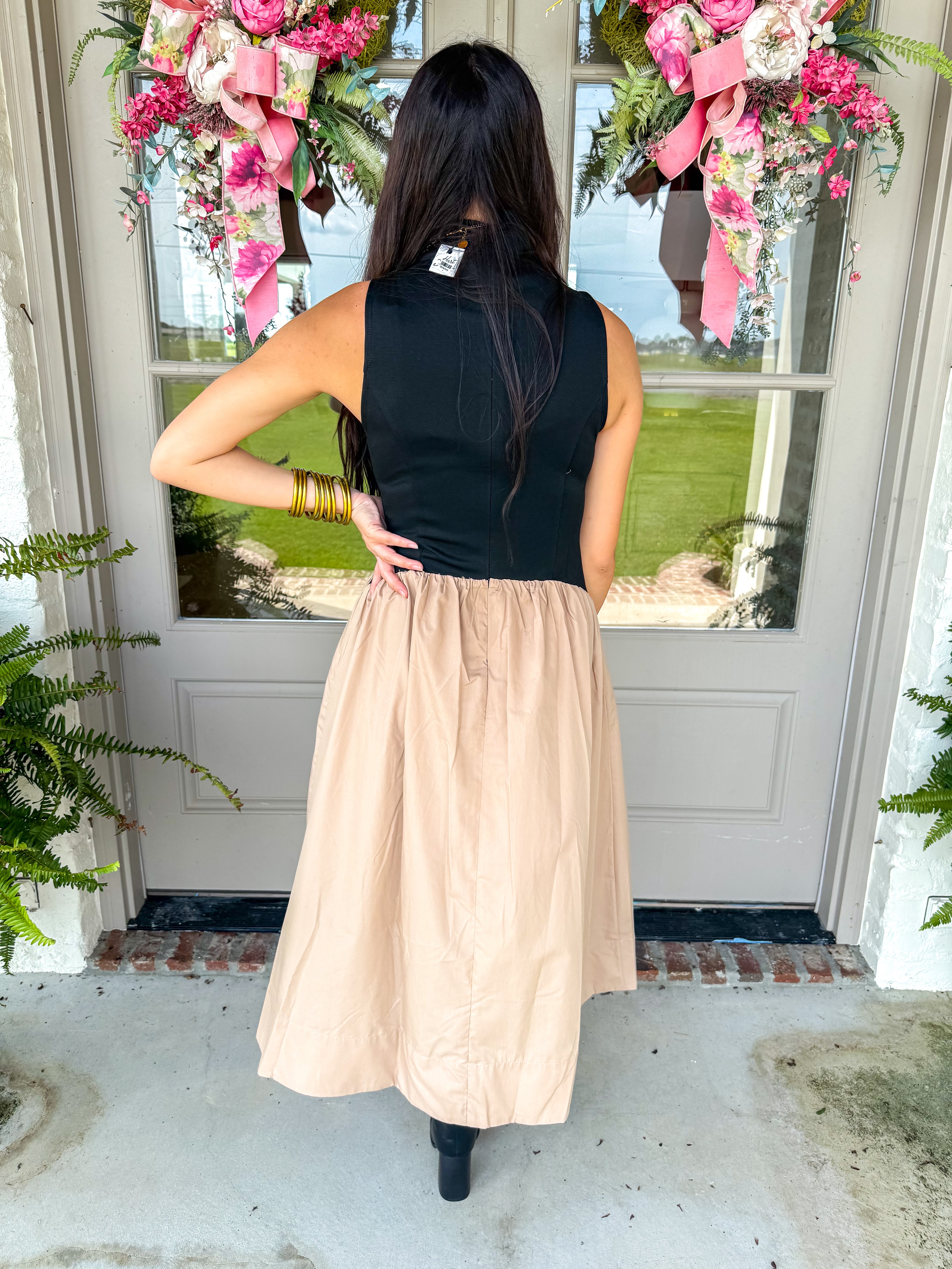 The Monroe Mixed-Media Midi Dress