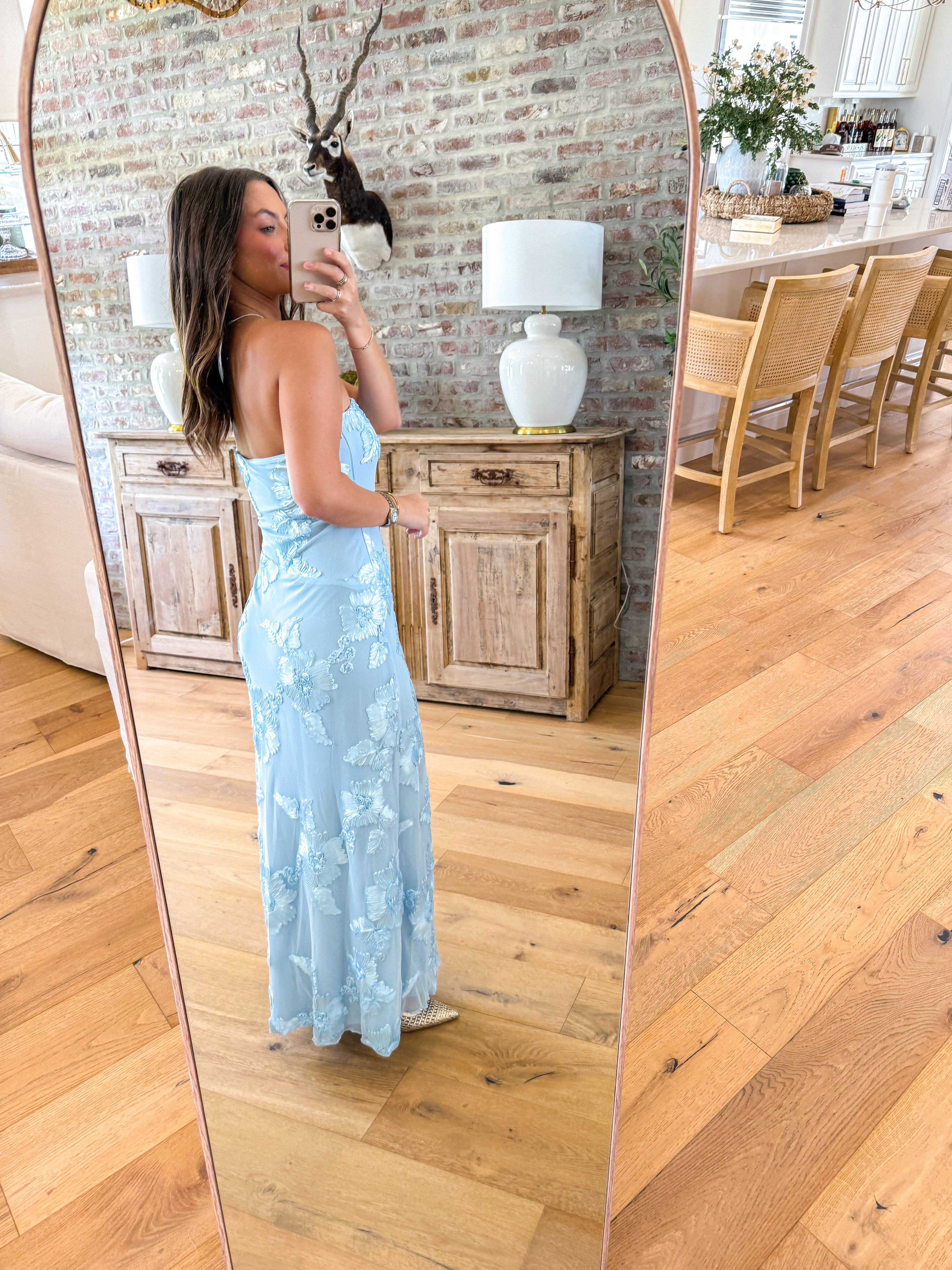 Something Blue Baby Blue Strapless Midi