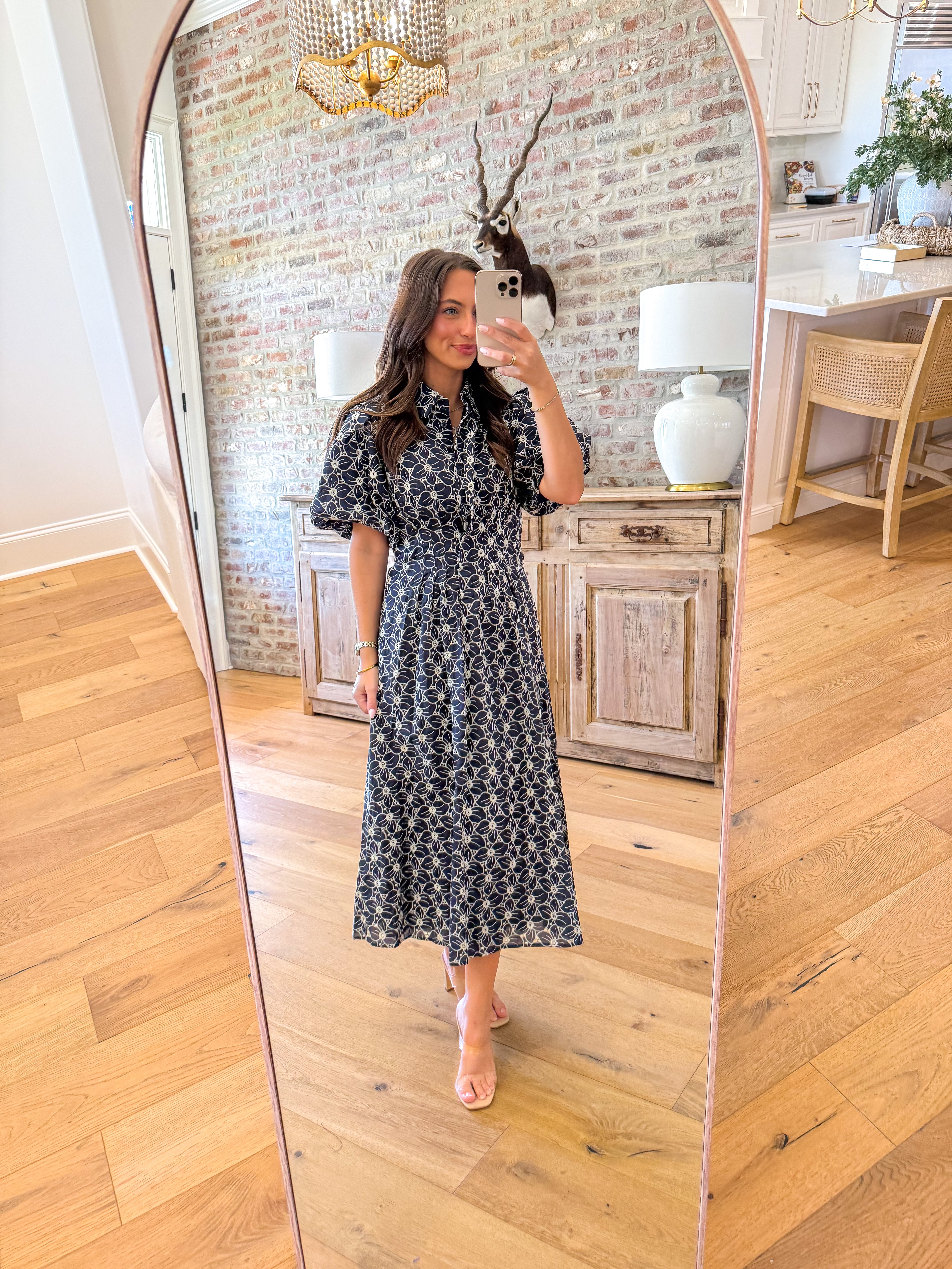 Ellis Eyelet Midi Navy