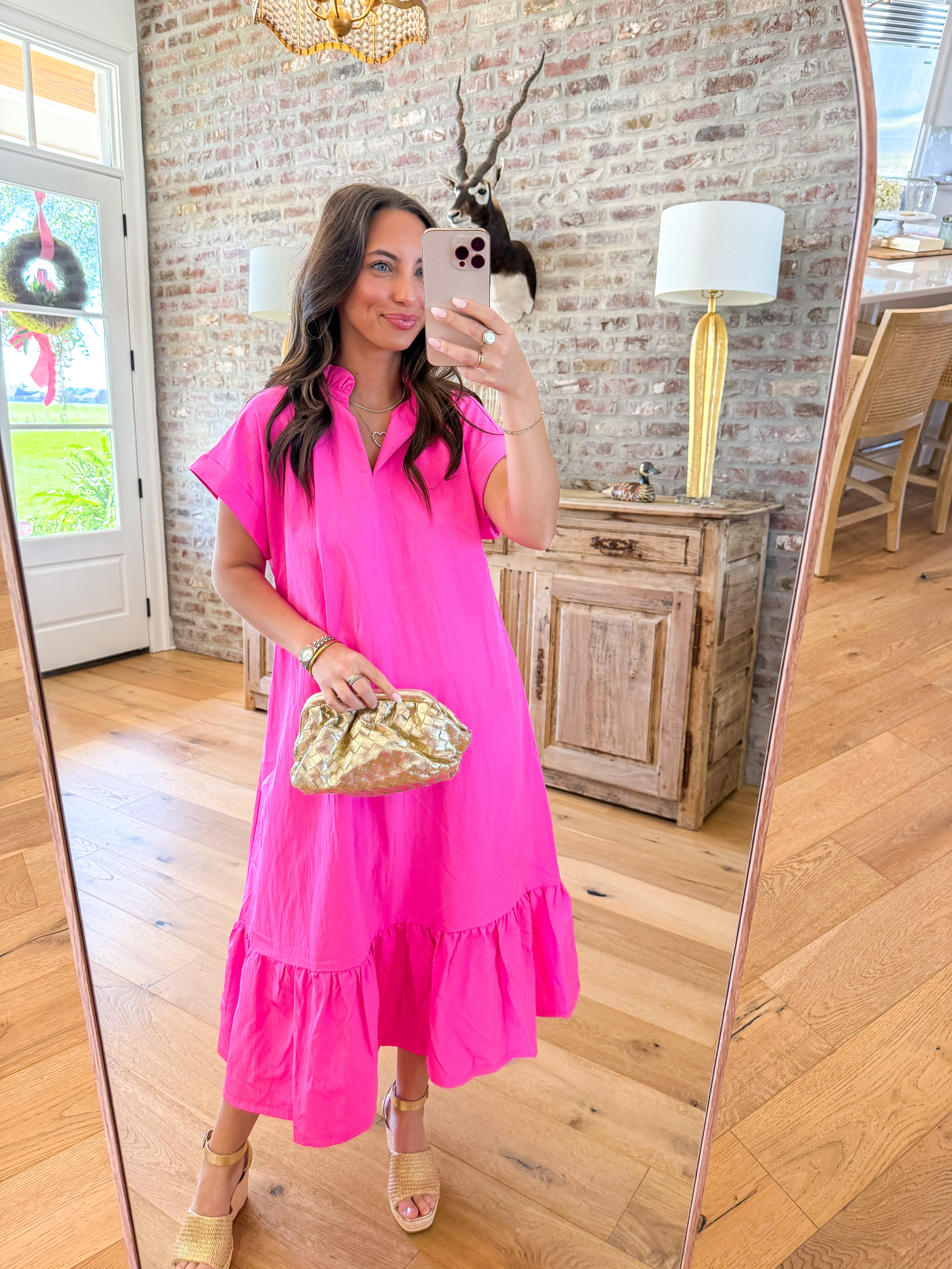 Pink Magnolia Ruffle Maxi