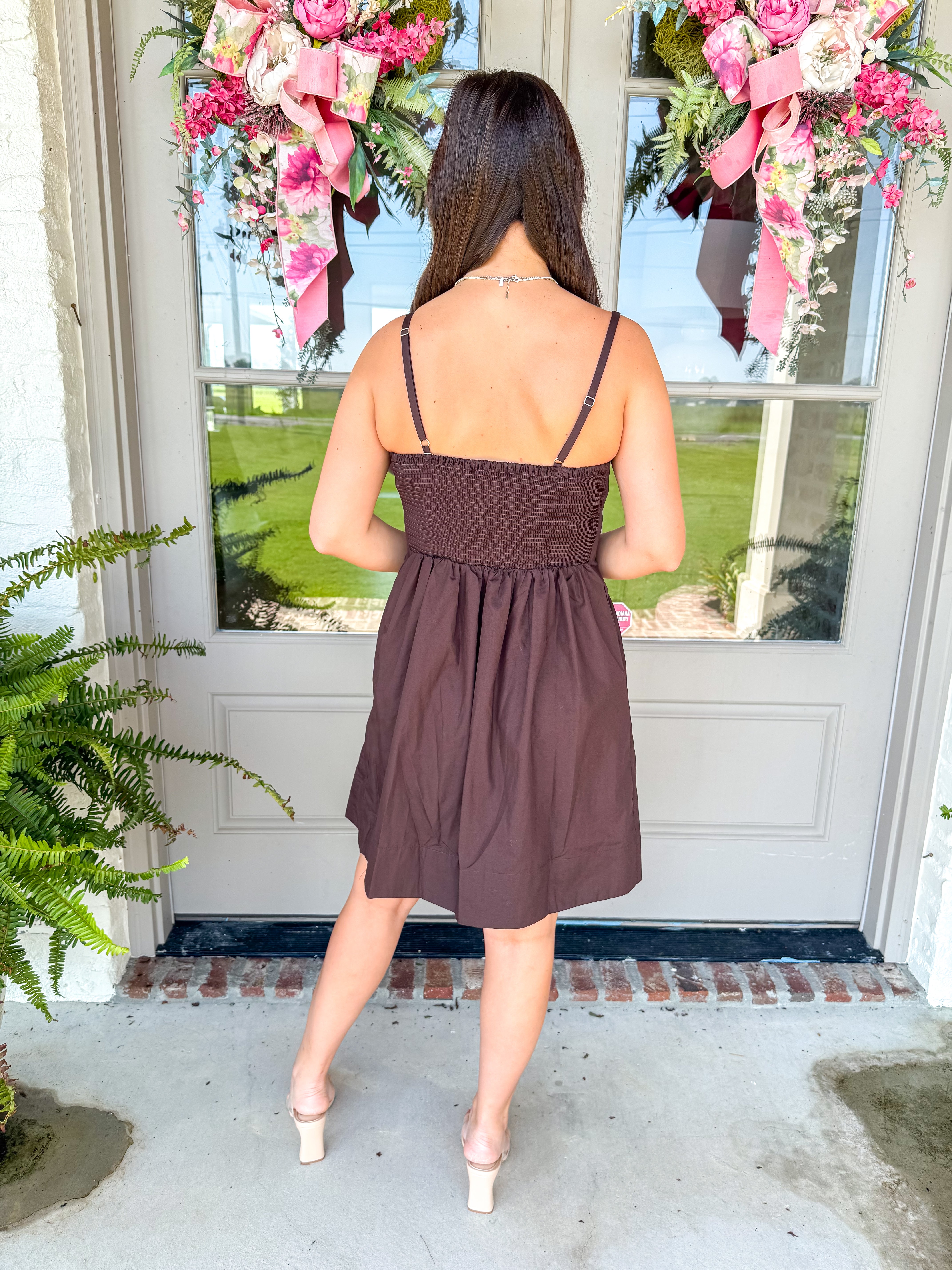 The Cocoa Pleat Mini Dress