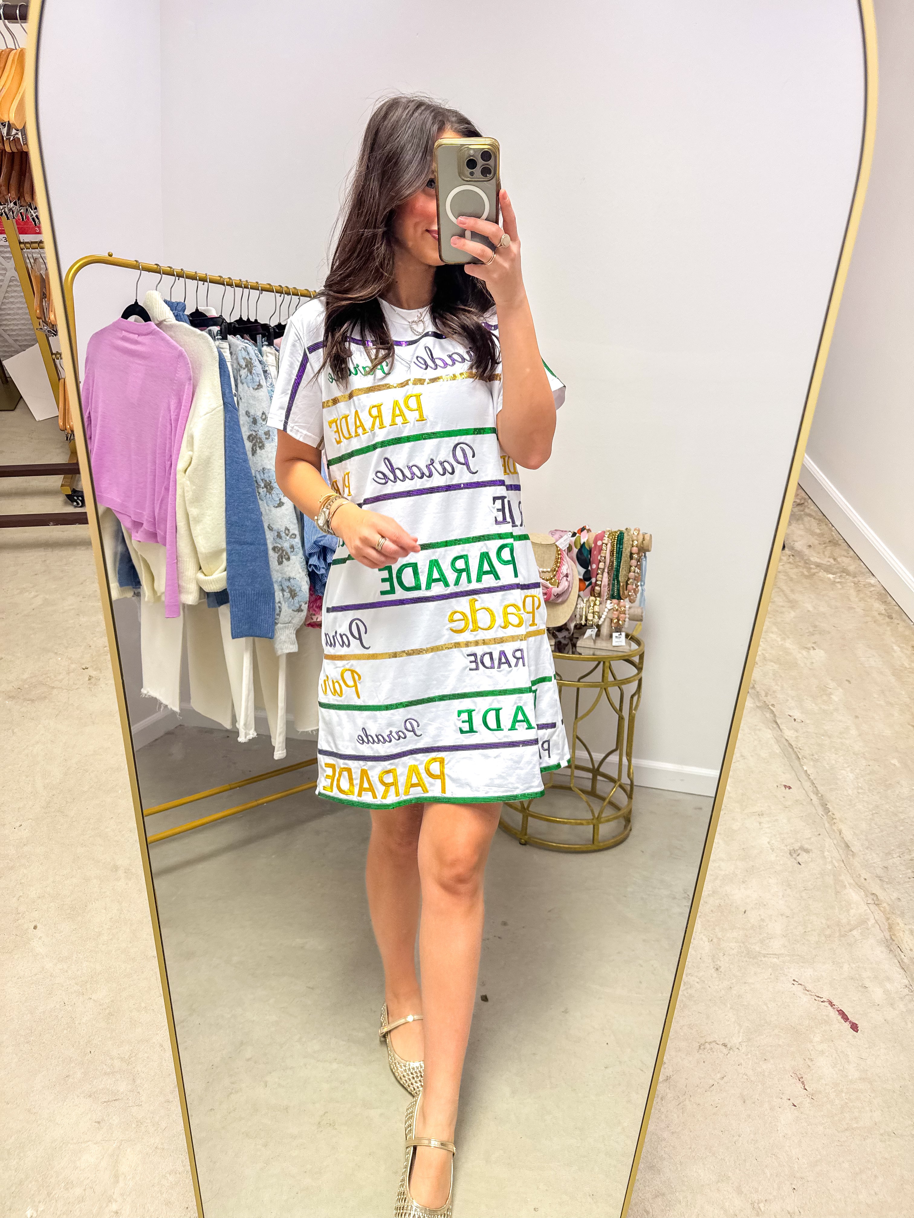 Mardi Gras parade Sequin T-Shirt Dress