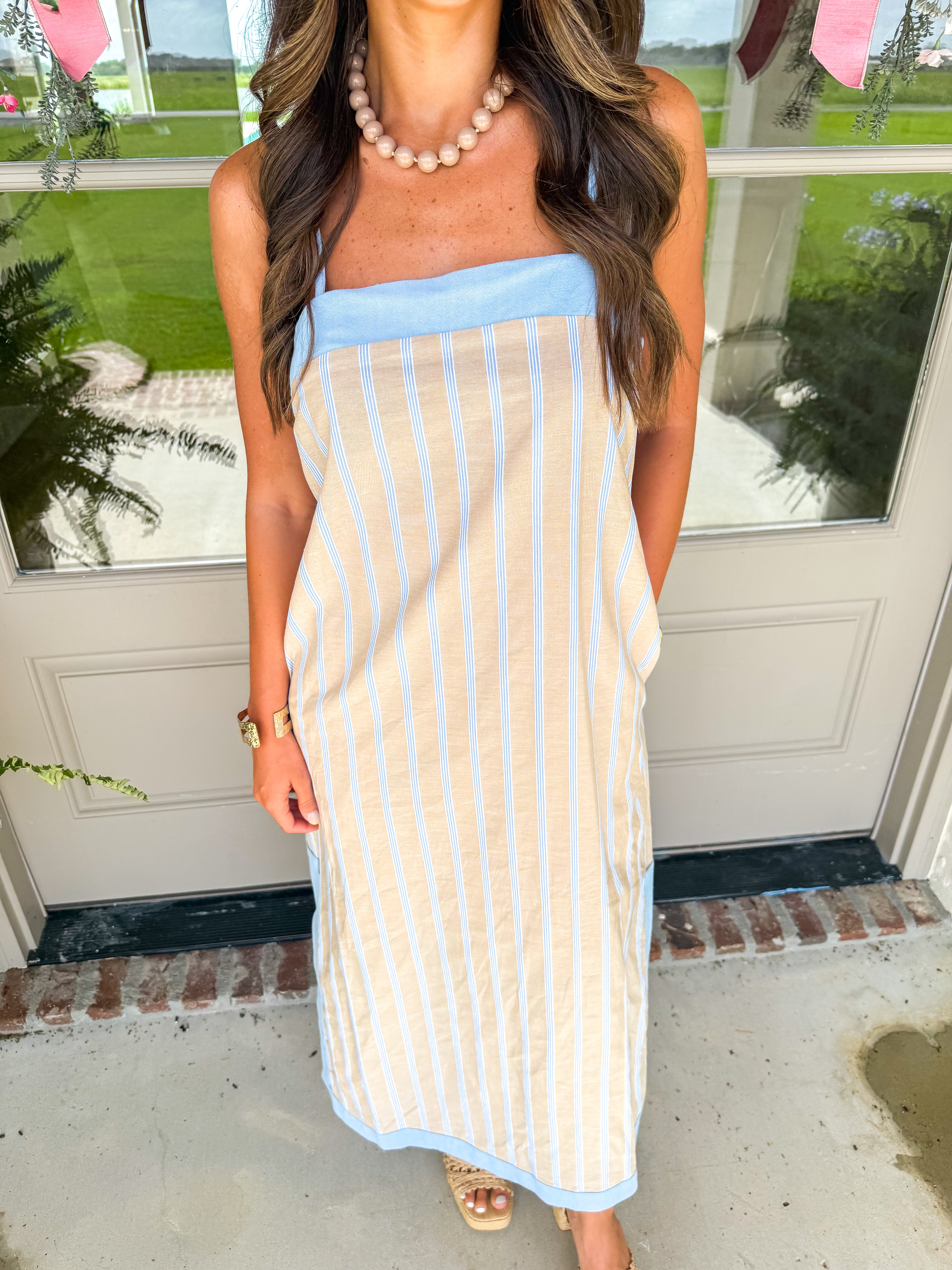 Coastal Breeze Striped Midi Dress