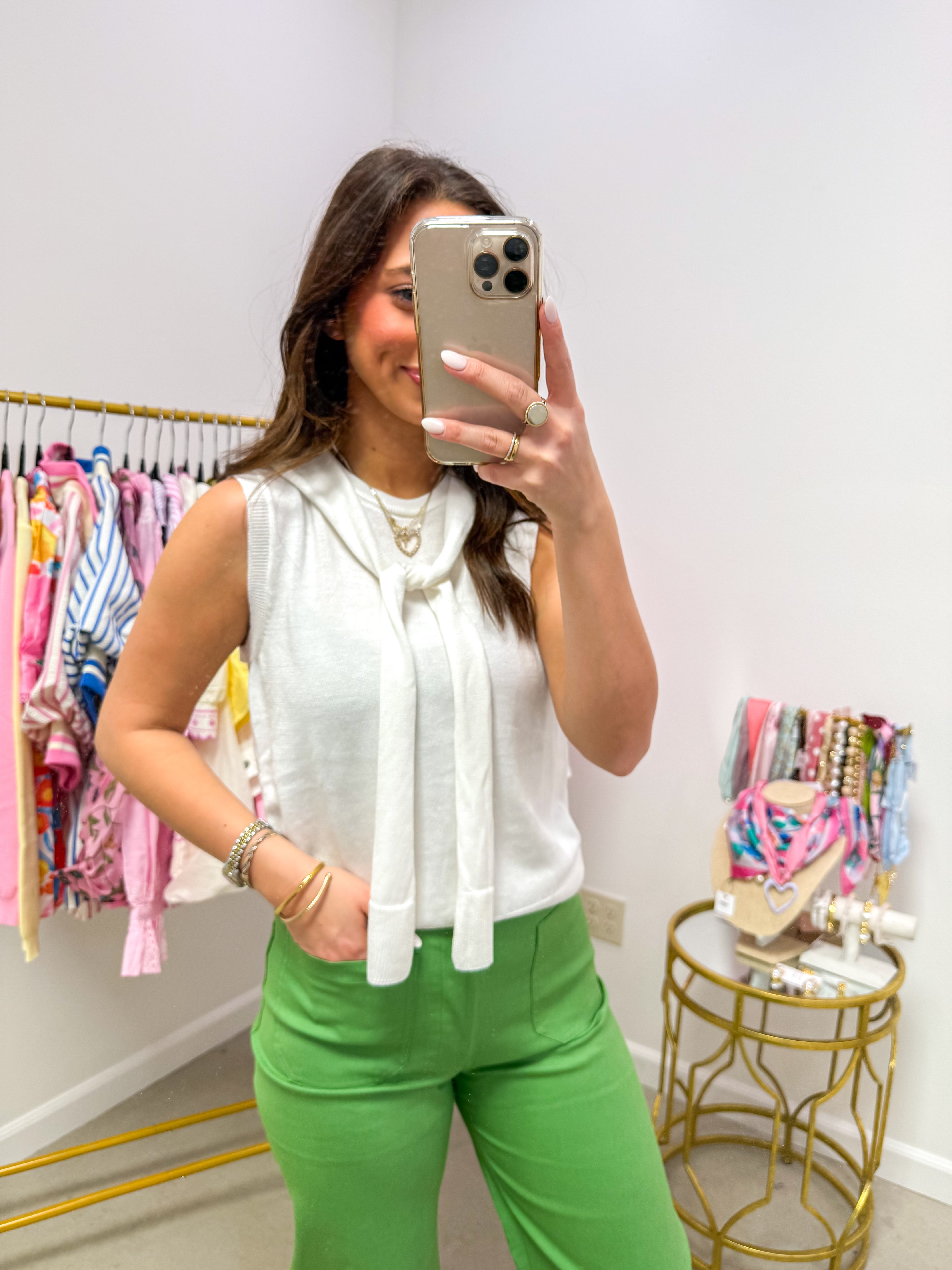 Ivory Sweater Tank Tie Top