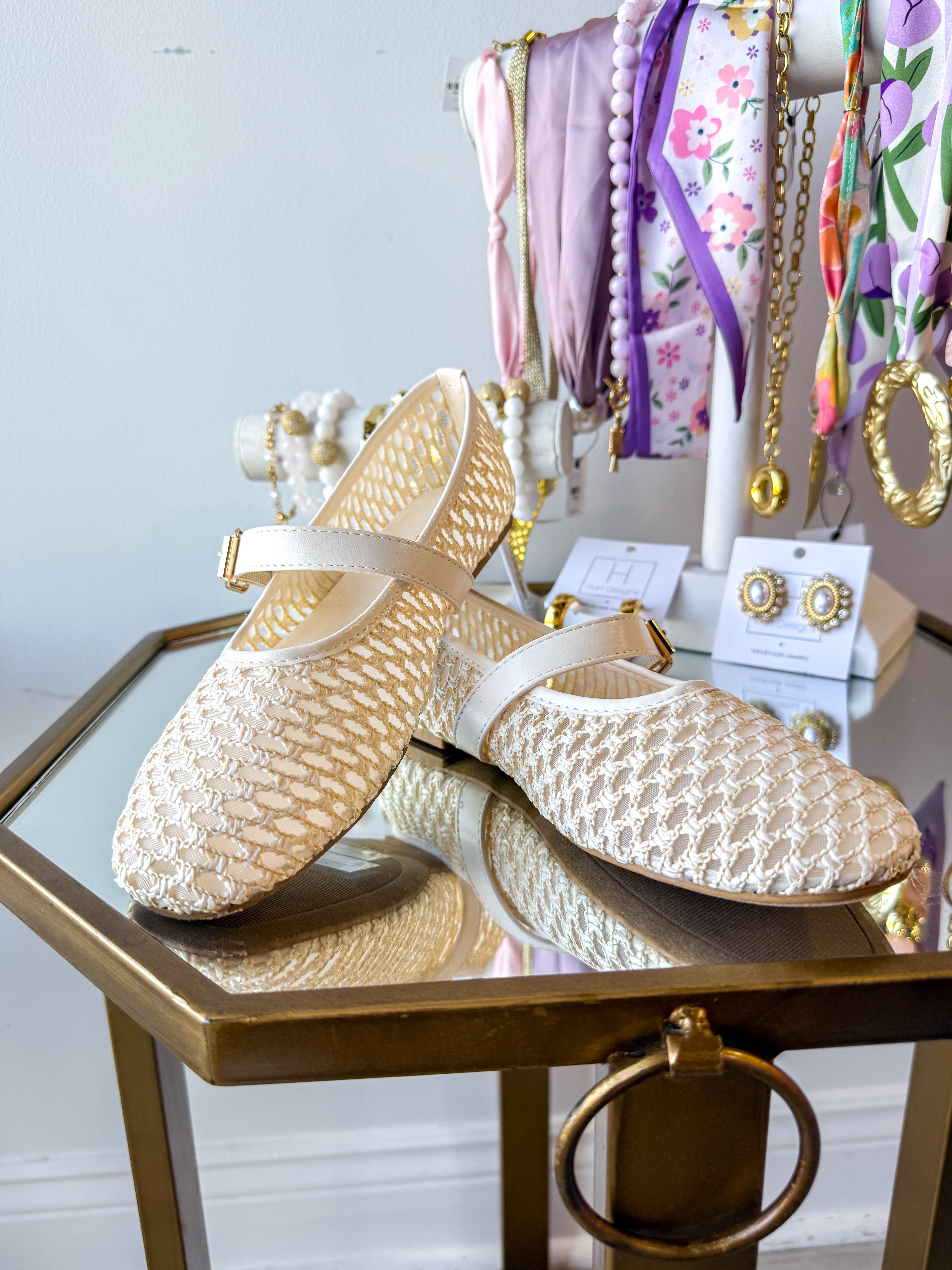 Audrey Woven Natural Flats