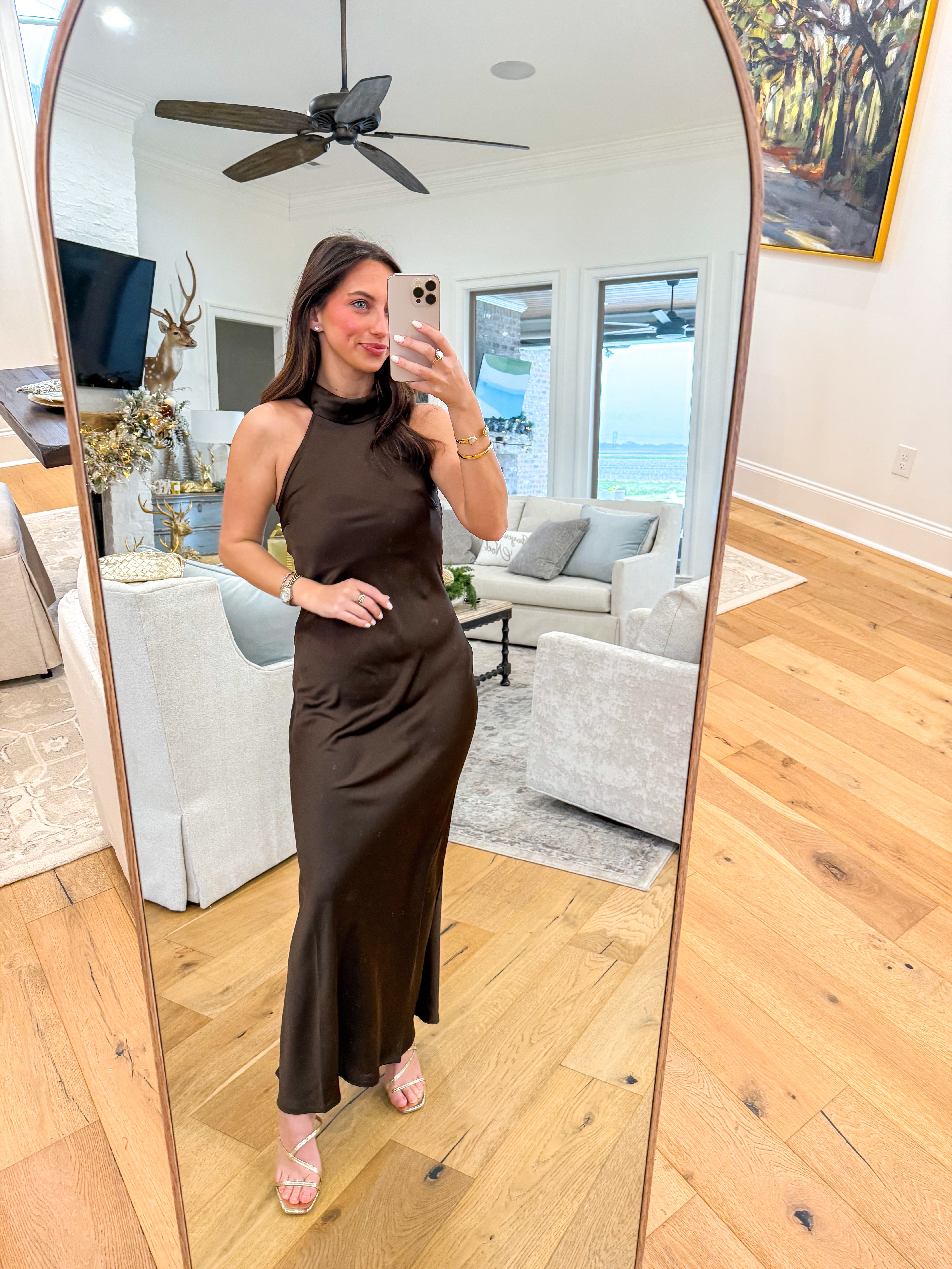 Lara Dark Espresso Satin Maxi