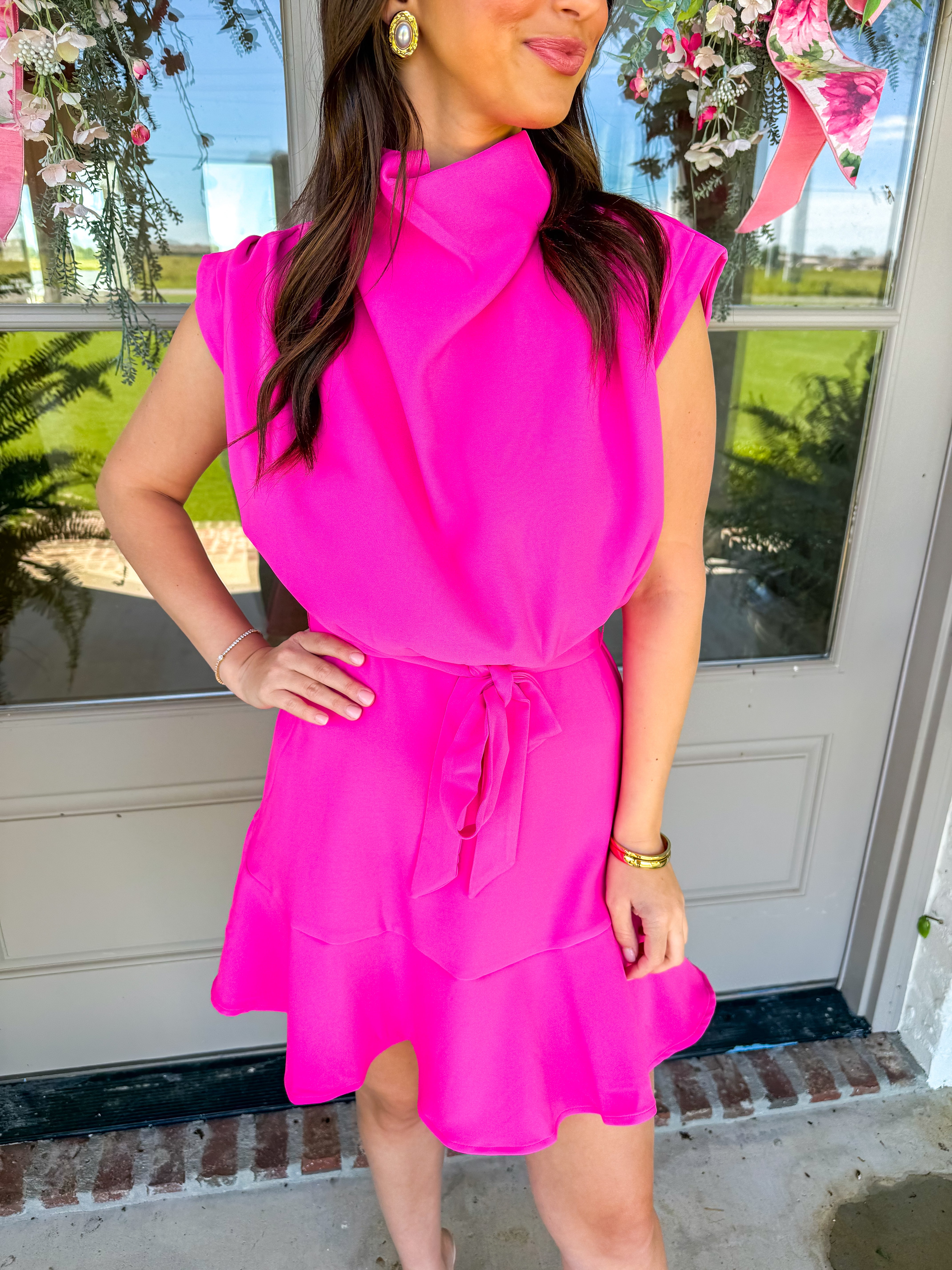Blushing in Pink Cowl Neck Mini
