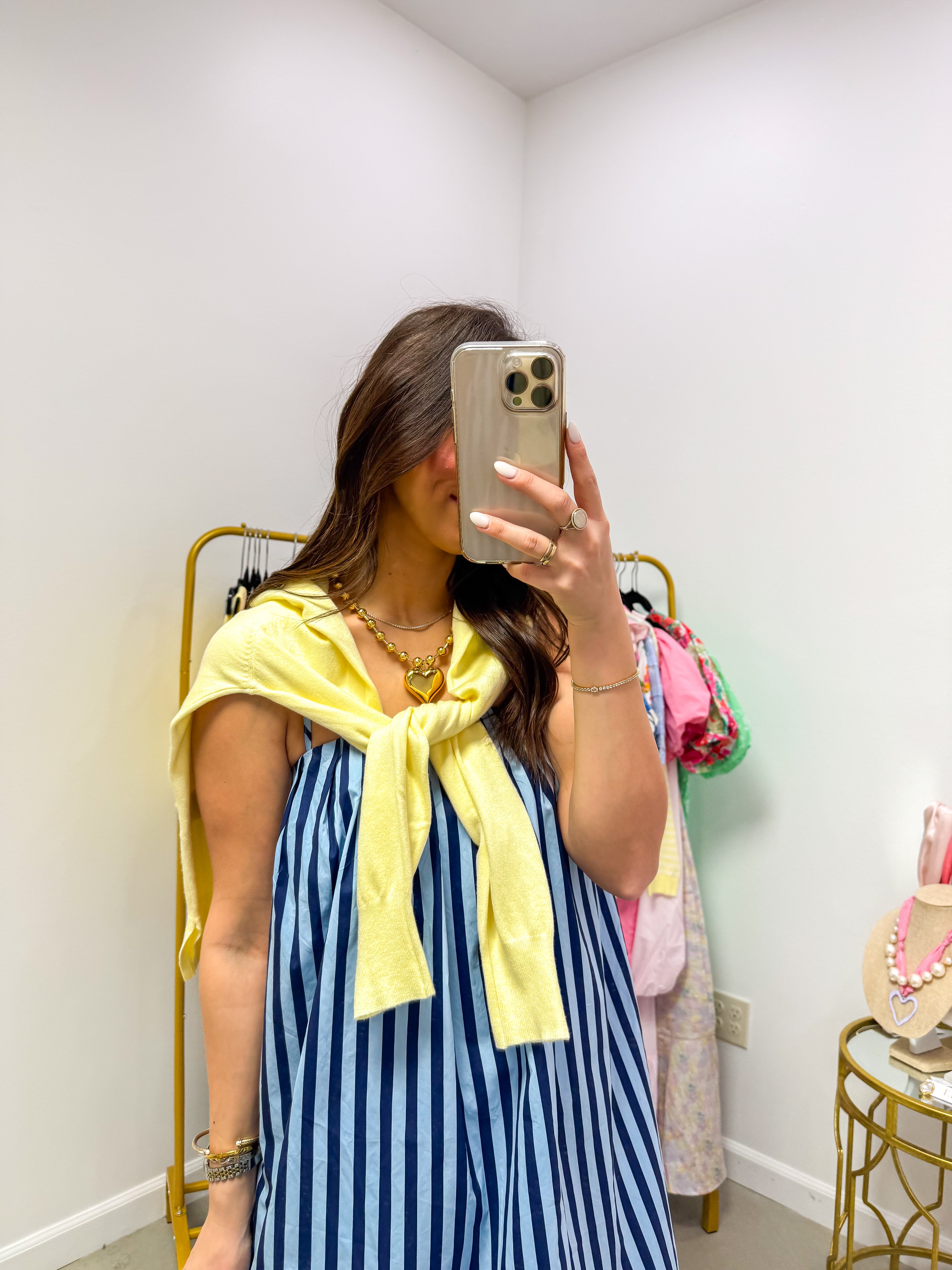 The Sweet Stripe Navy Midi