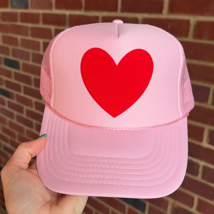 Happy Heart Trucker Hat- Pink