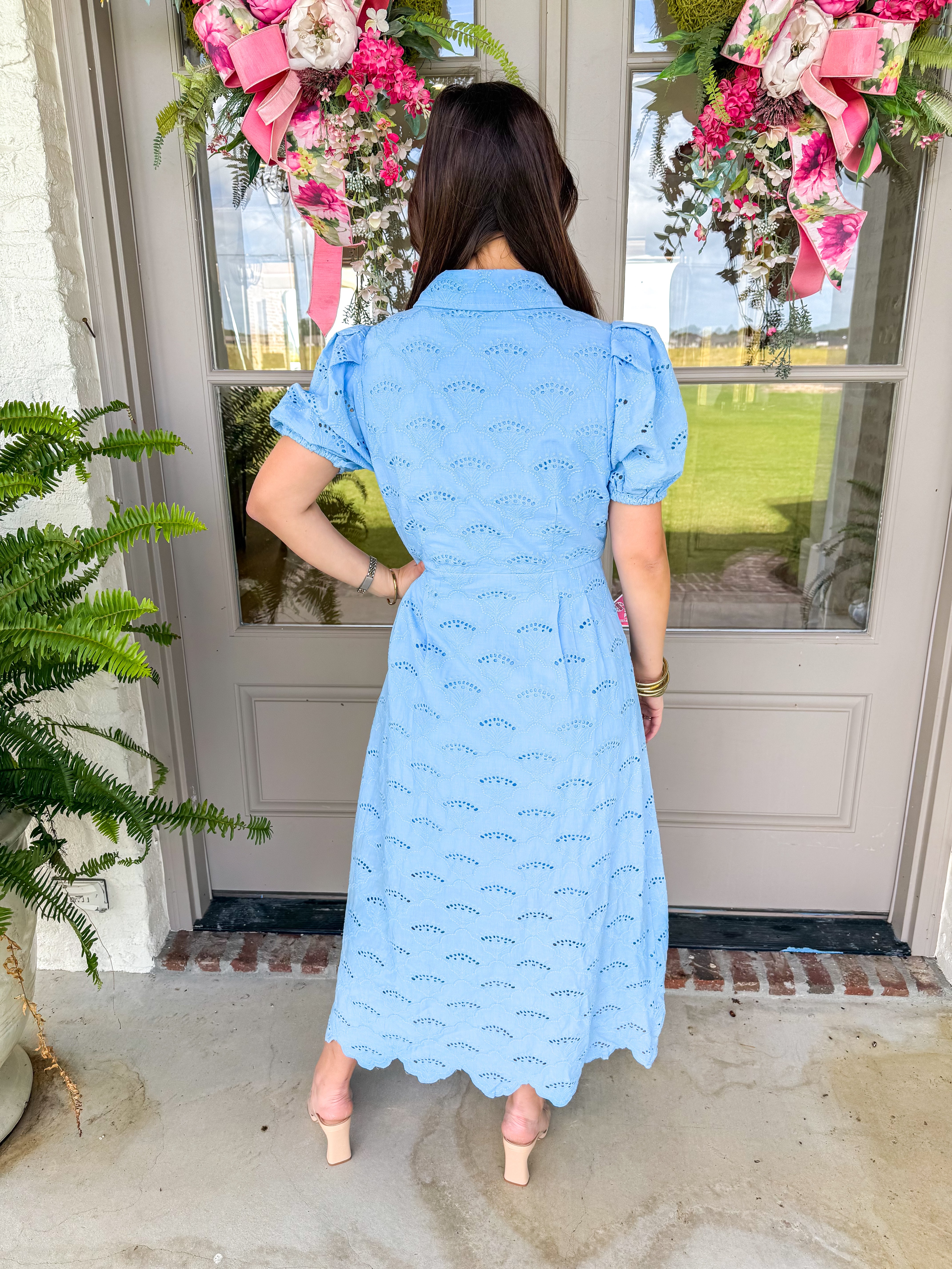 Magnolia Blue Eyelet Midi